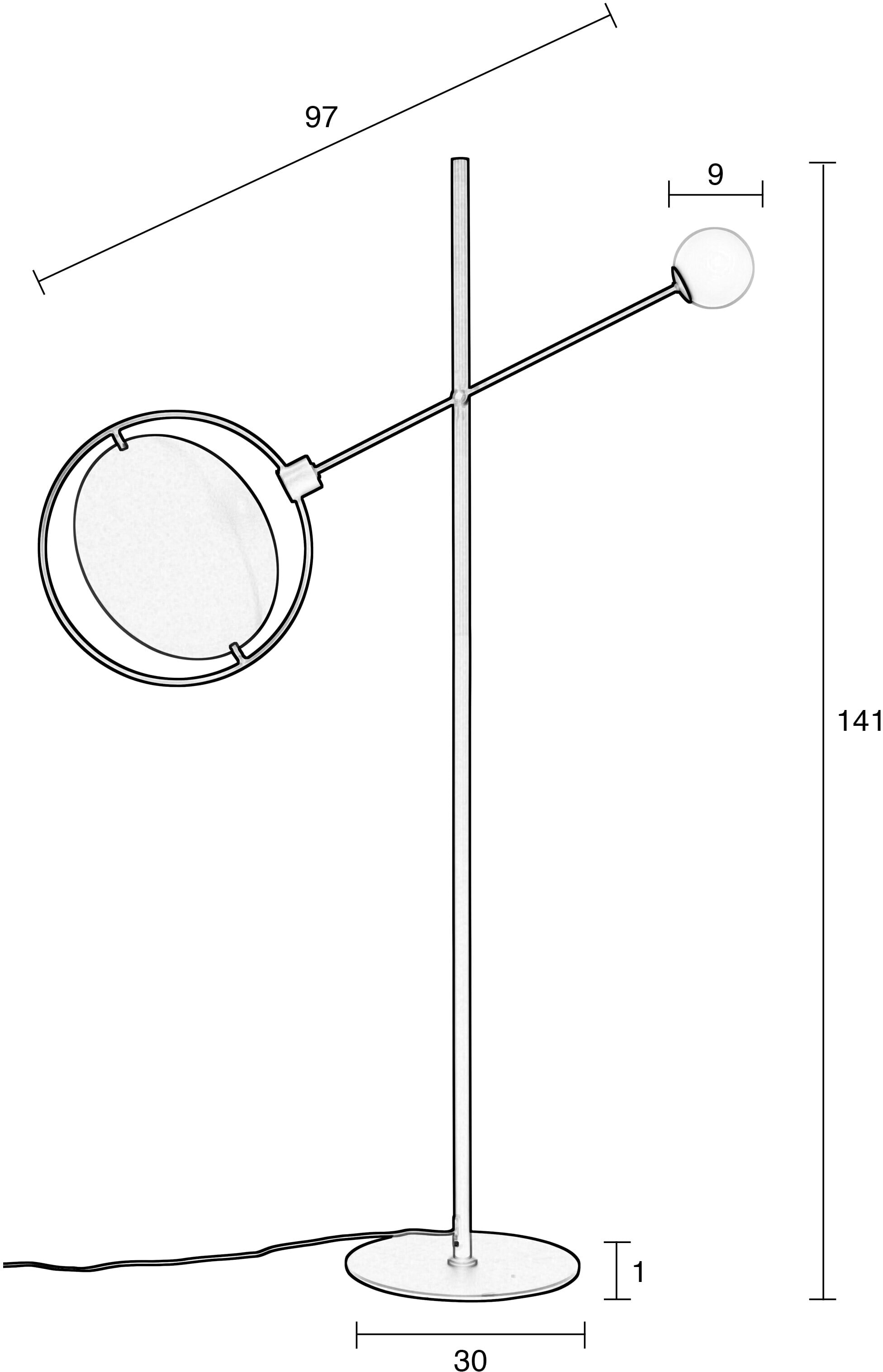 Zuiver Vloerlamp 'Sirius' 140cm, kleur Zwart/Goud