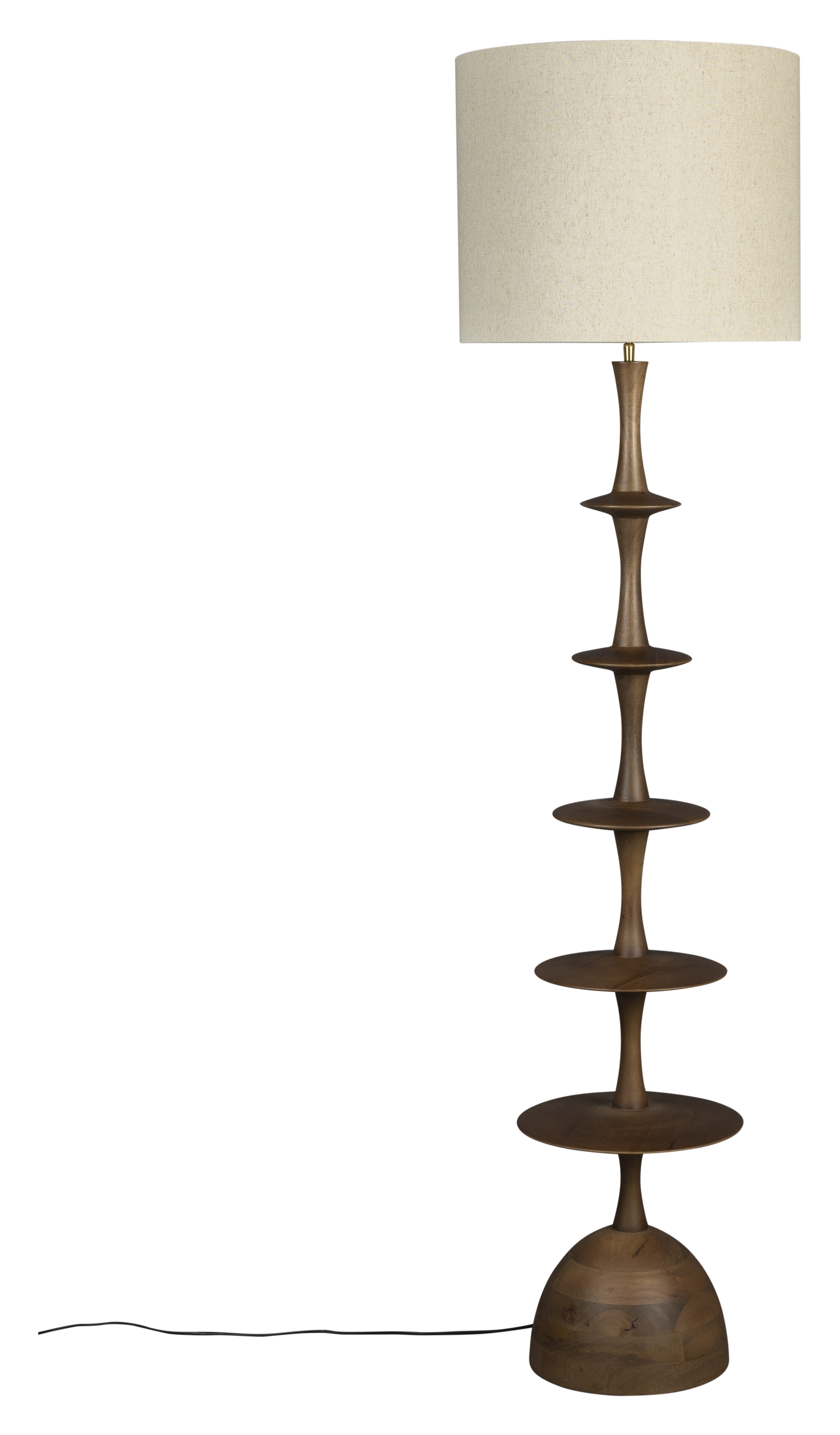 Dutchbone Vloerlamp Cath Mangohout en linnen, 180cm - Bruin