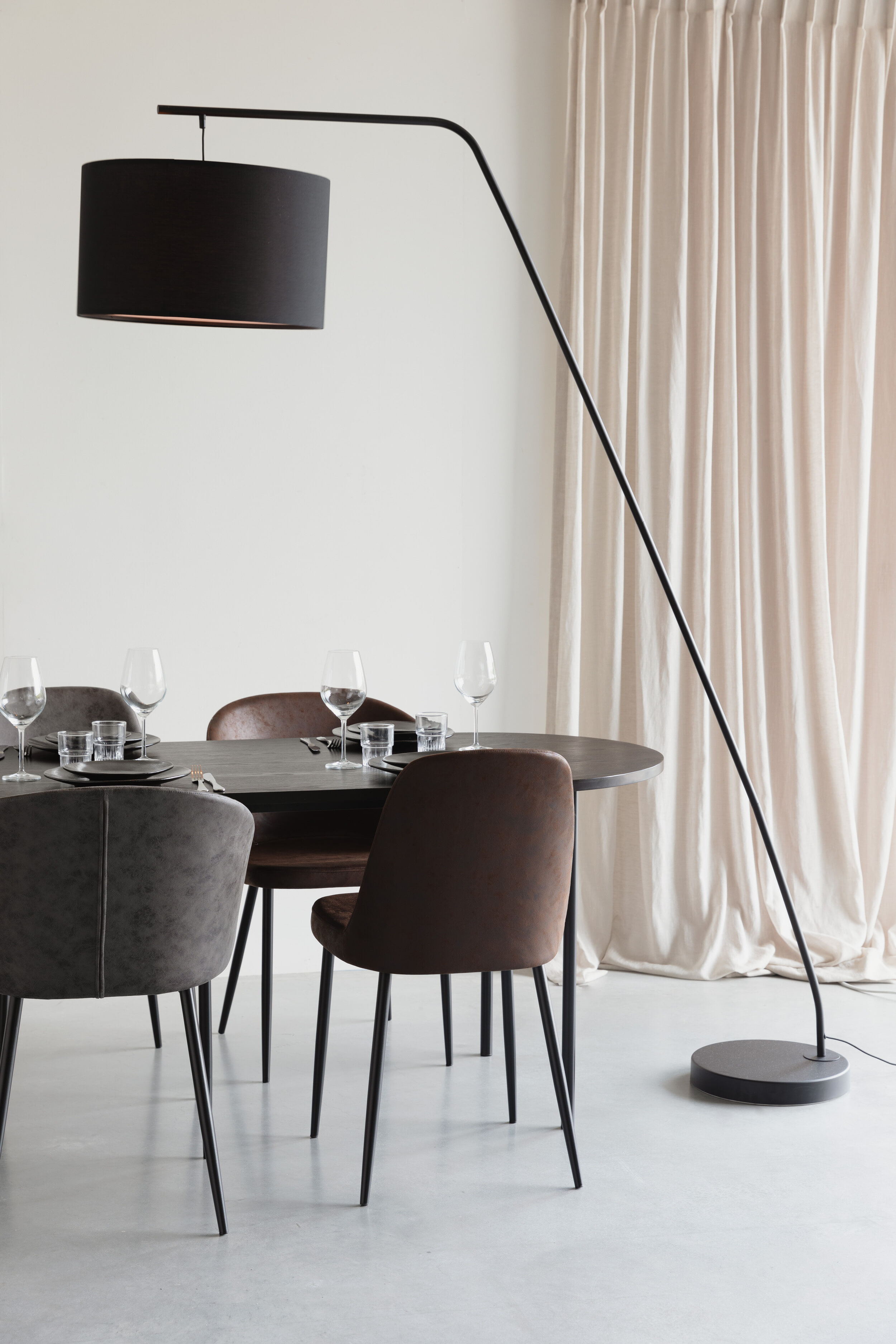 ZILT Vloerlamp 'Laniece' 224cm hoog, kleur Zwart