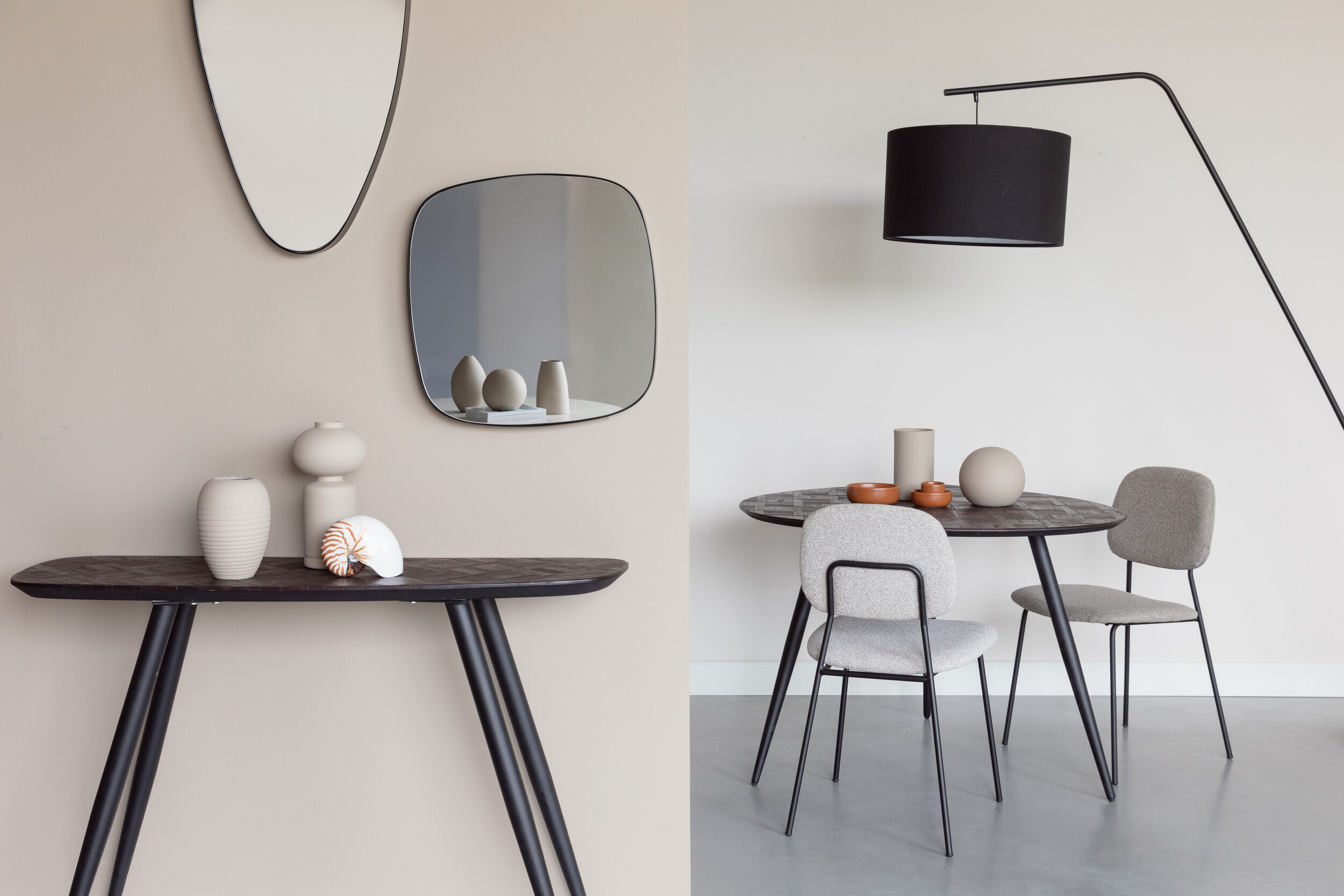 ZILT Vloerlamp 'Laniece' 224cm hoog, kleur Zwart