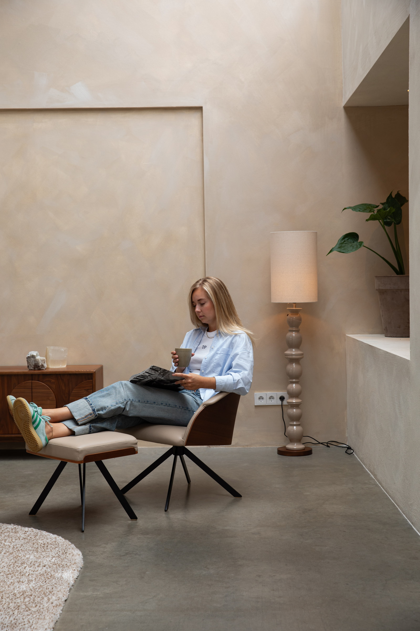 Zuiver Vloerlamp 'Brew' Keramiek en linnen, 145cm