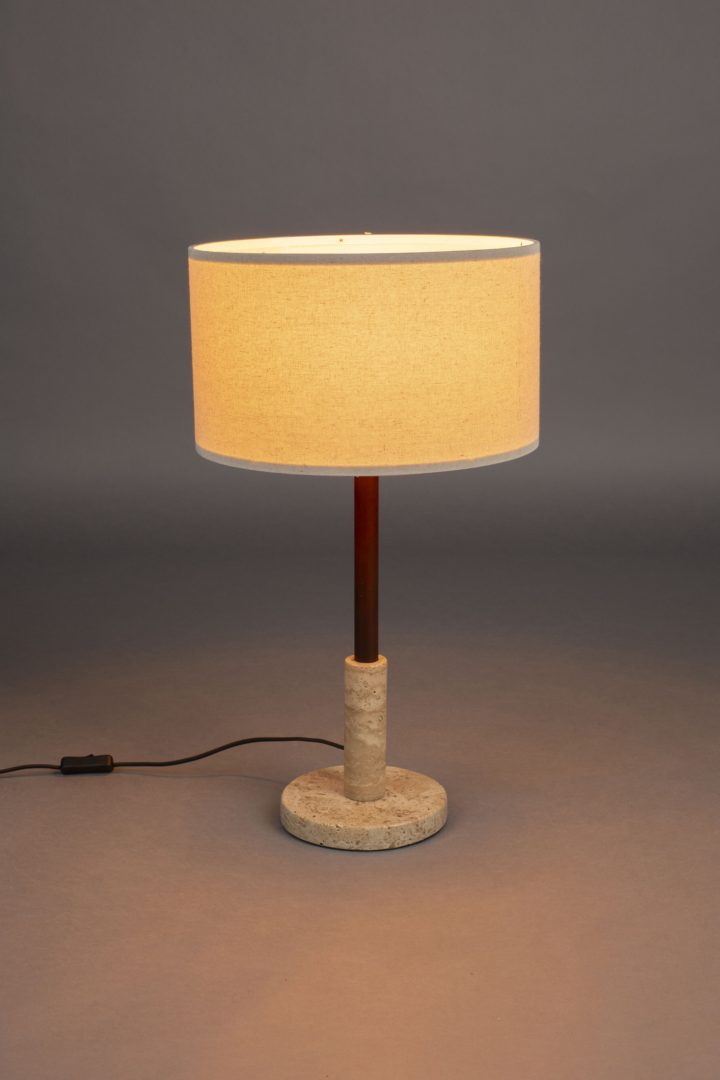 Dutchbone Tafellamp 'Jackson' Travertin en hout, 61cm hoog