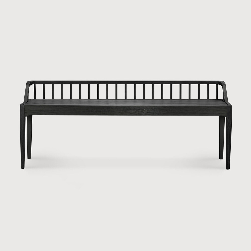 Ethnicraft Eetkamerbank 'Spindle' Gevernist Eikenhout, 150cm, kleur Zwart
