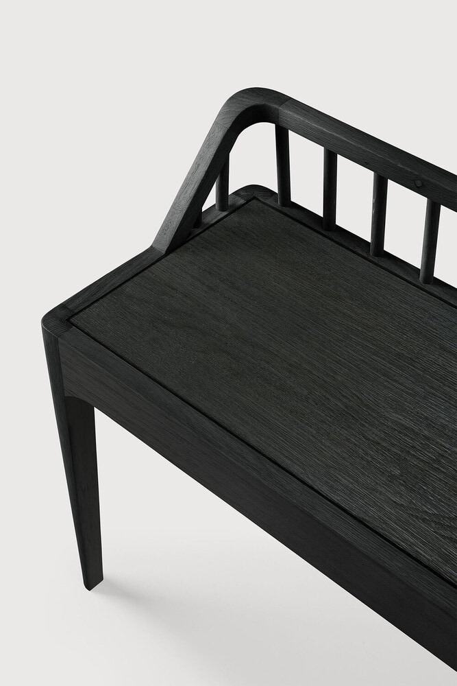 Ethnicraft Eetkamerbank 'Spindle' Gevernist Eikenhout, 150cm, kleur Zwart