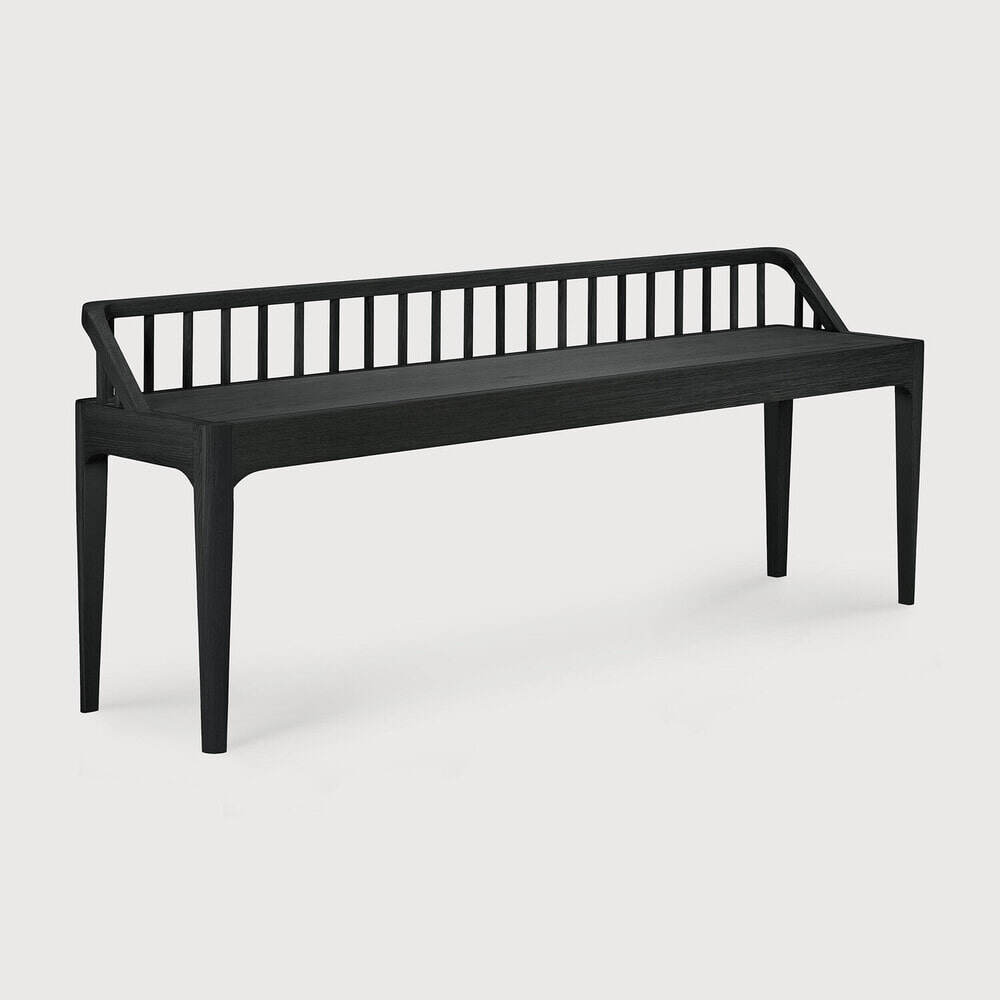 Ethnicraft Eetkamerbank 'Spindle' Gevernist Eikenhout, 150cm, kleur Zwart