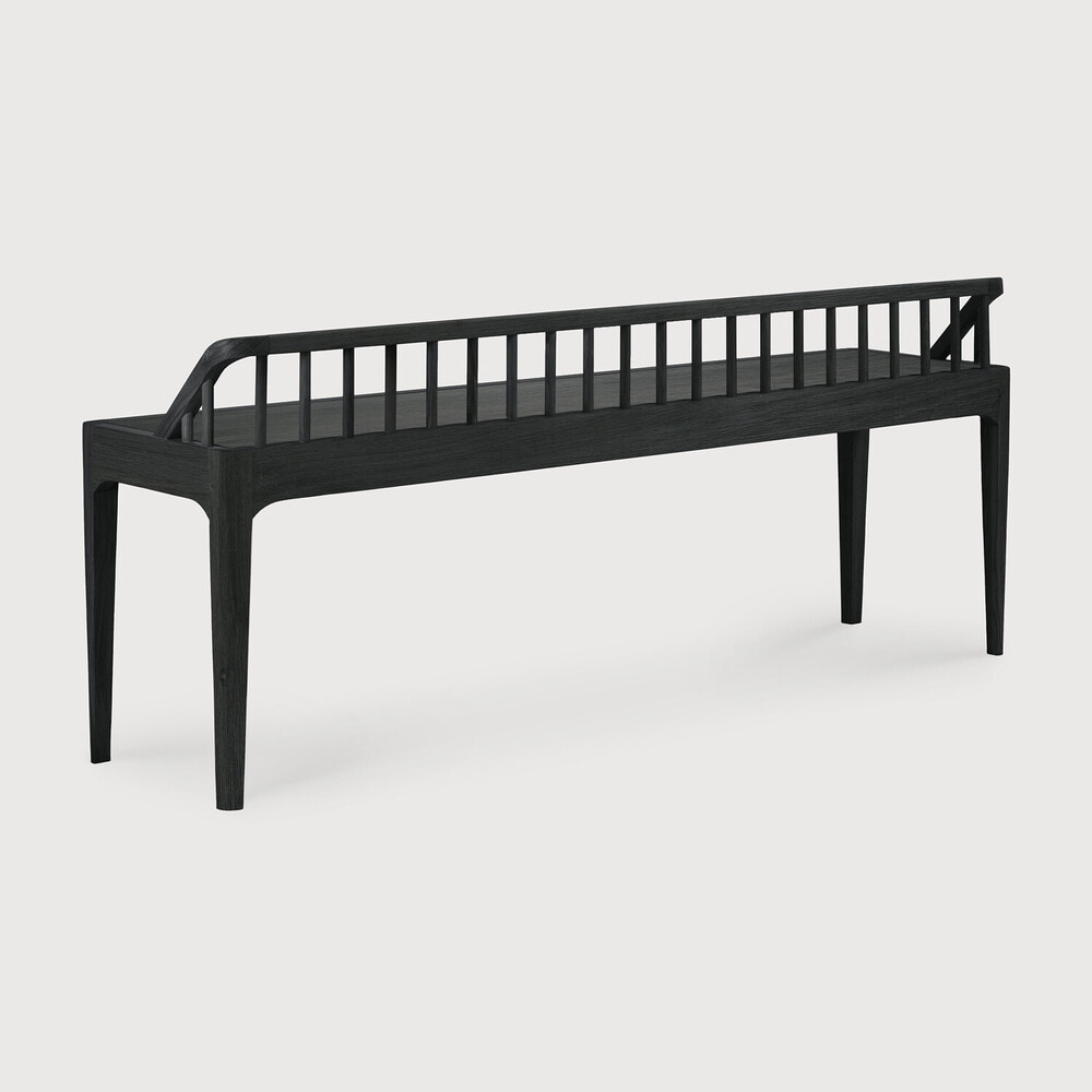 Ethnicraft Eetkamerbank 'Spindle' Gevernist Eikenhout, 150cm, kleur Zwart