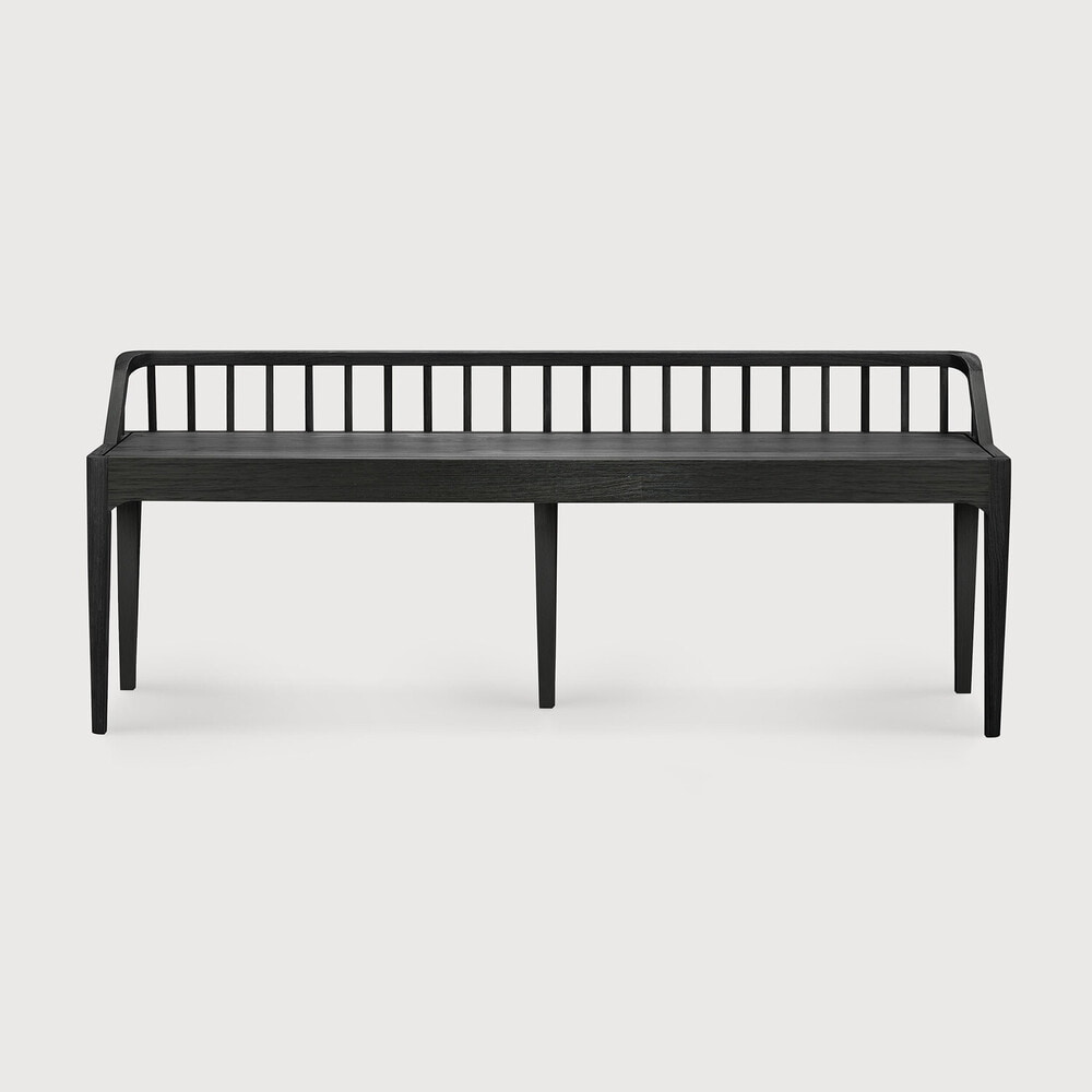 Ethnicraft Eetkamerbank 'Spindle' Gevernist Eikenhout, 150cm, kleur Zwart