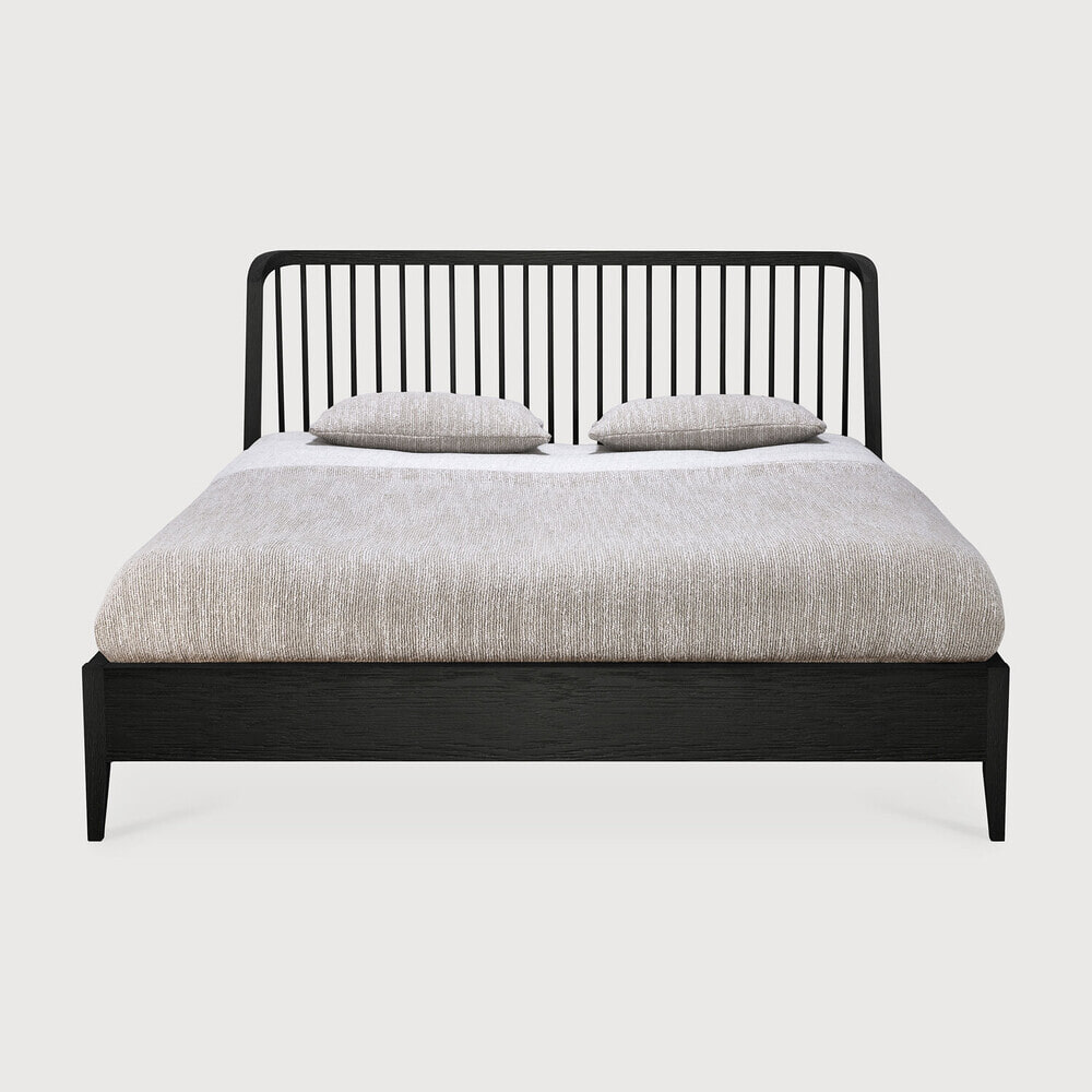 Ethnicraft Bed 'Spindle' Gevernist Eikenhout, 160 x 200cm, kleur Zwart