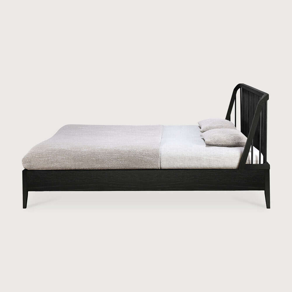 Ethnicraft Bed 'Spindle' Gevernist Eikenhout, 160 x 200cm, kleur Zwart