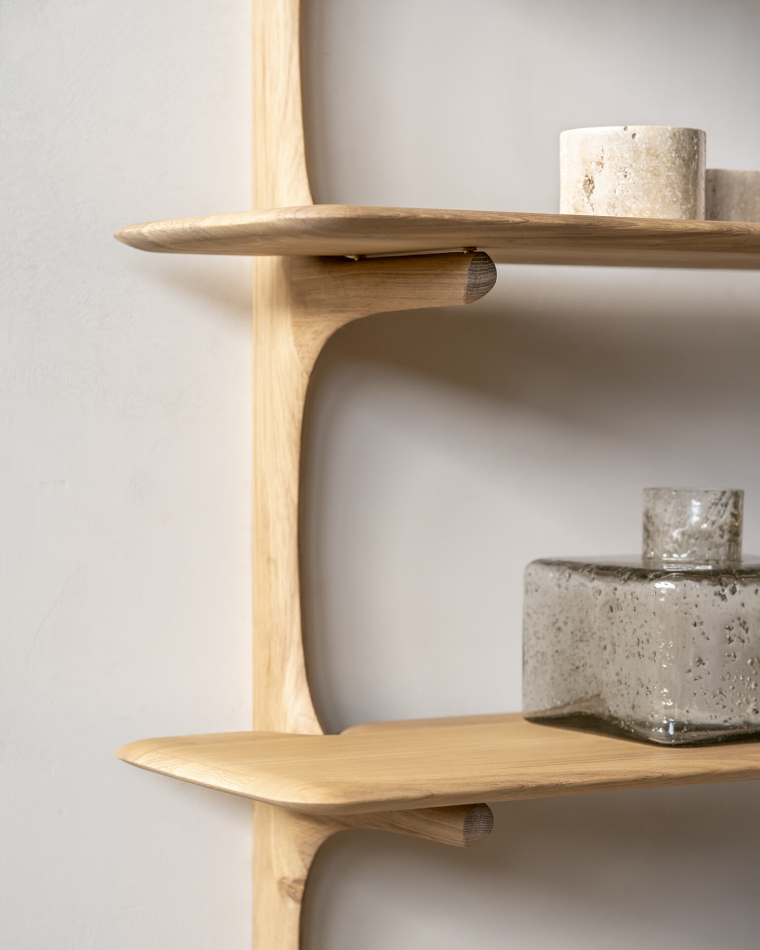 Ethnicraft Wandrek 'PI' Geolied Eikenhout, Met 2 planken, kleur Naturel