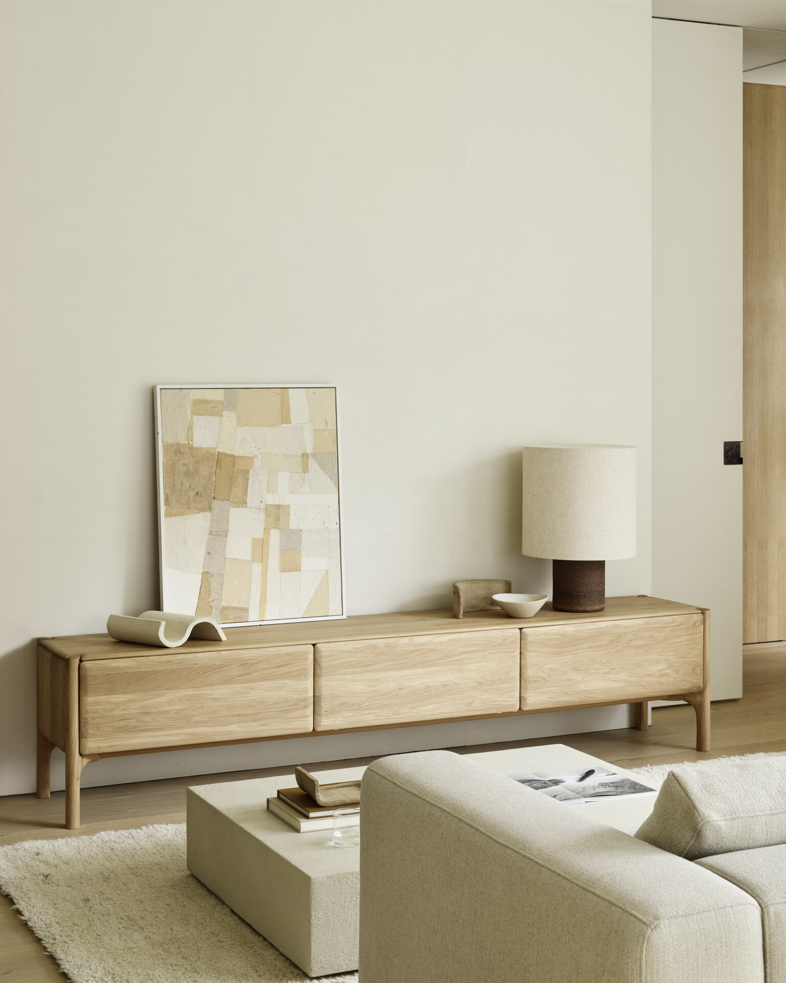 Ethnicraft Salontafel 'Elements' Microcement, 120 x 90cm, kleur Off White