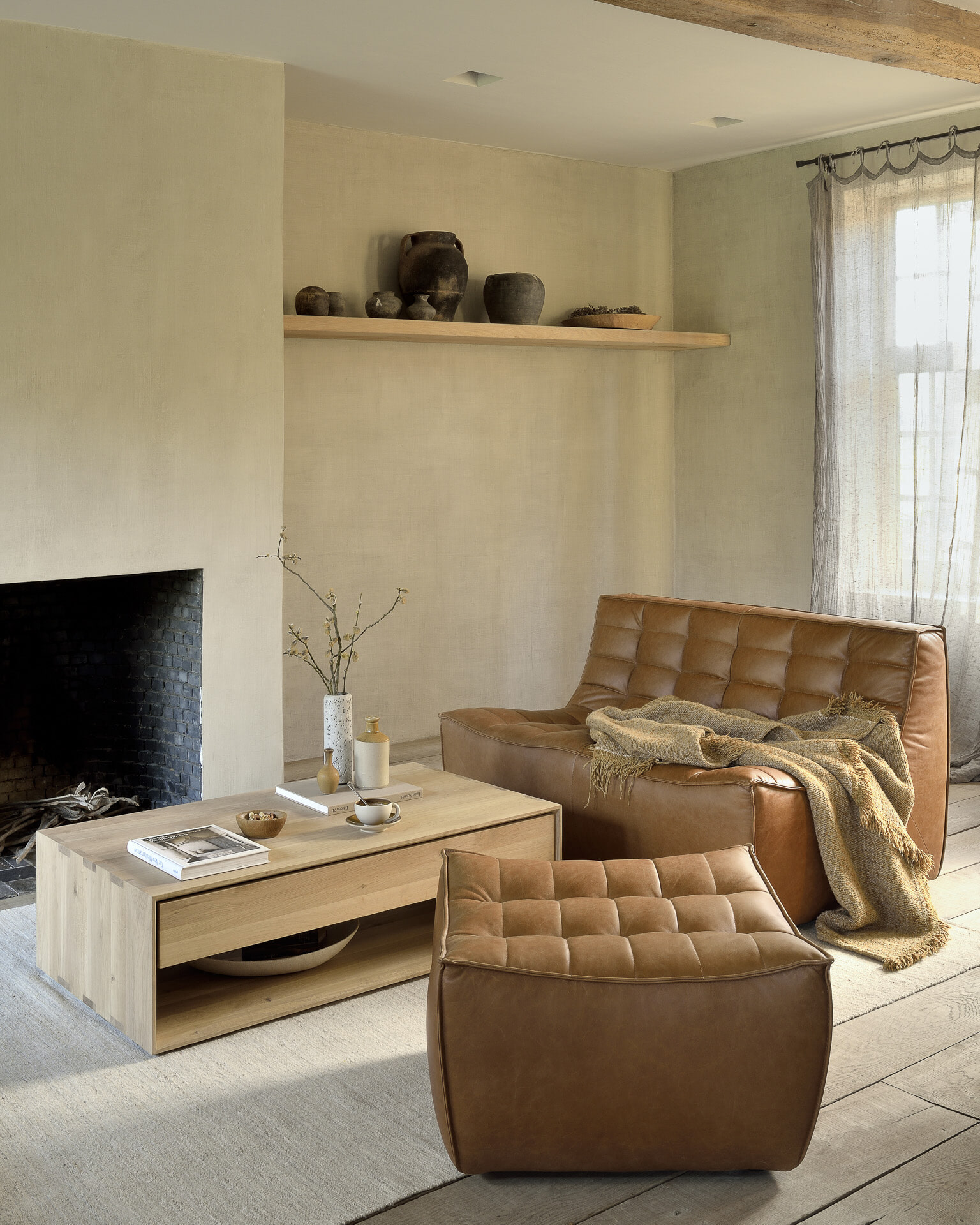 Ethnicraft Vloerkleed 'Nomad' Wol, 200 x 300cm, kleur Zand