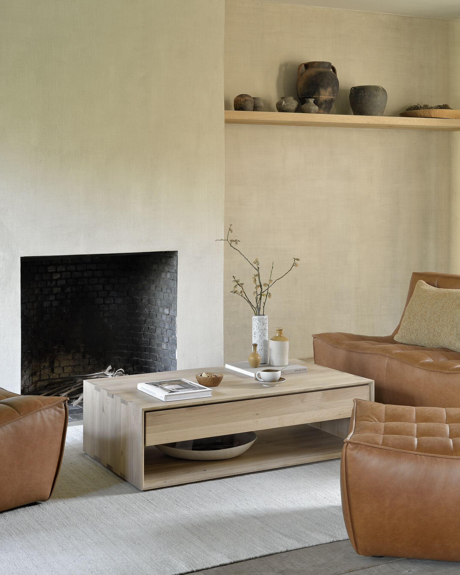 Ethnicraft Vloerkleed 'Nomad' Wol, 200 x 300cm, kleur Zand