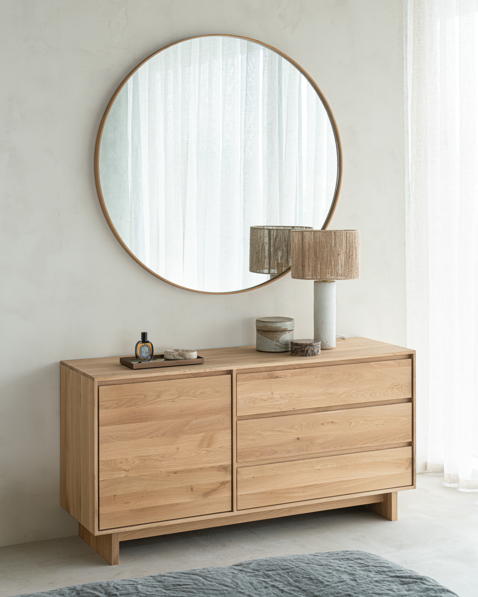 Ethnicraft Ronde Spiegel 'Layers' Eikenhout, 121cm