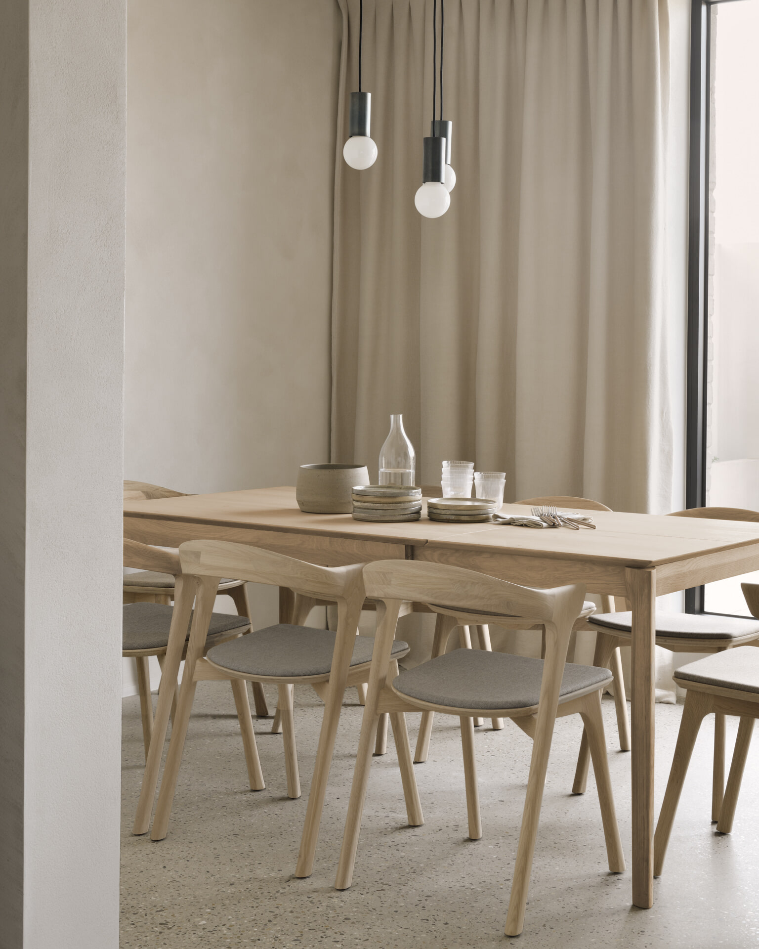 Ethnicraft Uitschuifbare Eettafel 'Bok' Geolied Eikenhout, 120/180 x 90cm