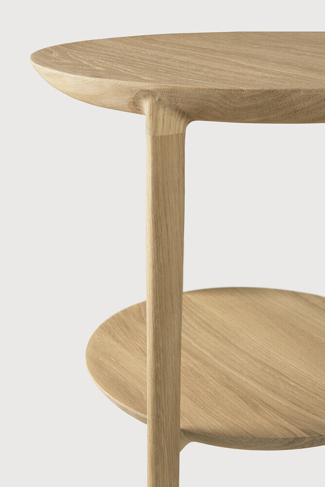 Ethnicraft Ronde Bijzettafel 'Bok' Geolied Eikenhout, 43cm, kleur Naturel