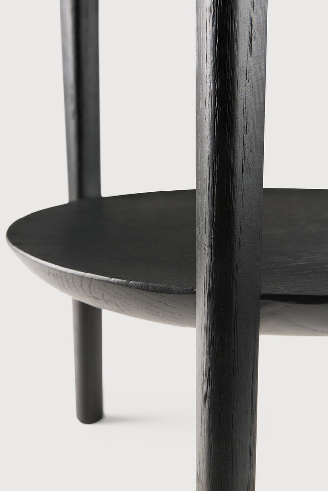 Ethnicraft Ronde Bijzettafel 'Bok' Gevernist Eikenhout, 43cm, kleur Zwart