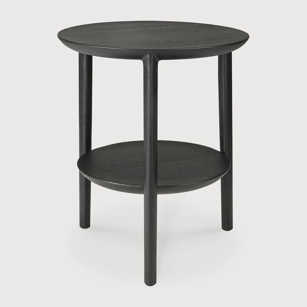 Ethnicraft Ronde Bijzettafel 'Bok' Gevernist Eikenhout, 43cm, kleur Zwart