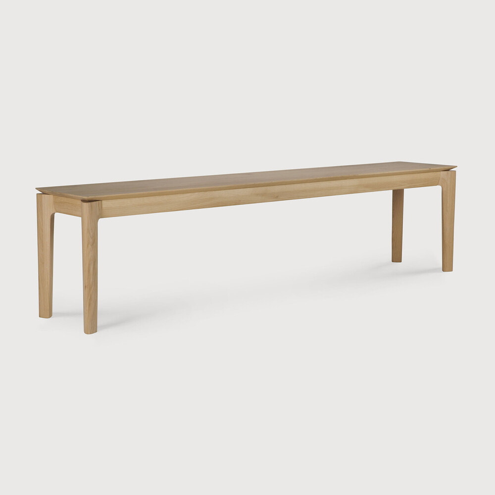 Ethnicraft Eetkamerbank 'Bok' Geolied Eikenhout, 186cm, kleur Naturel