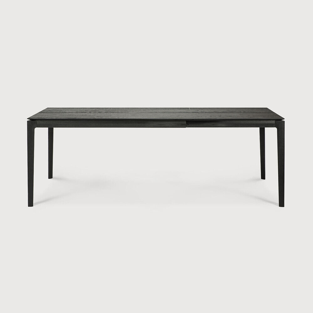 Ethnicraft Uitschuifbare Eettafel 'Bok' Gevernist Eikenhout, 140/220 x 90cm, kleur Zwart