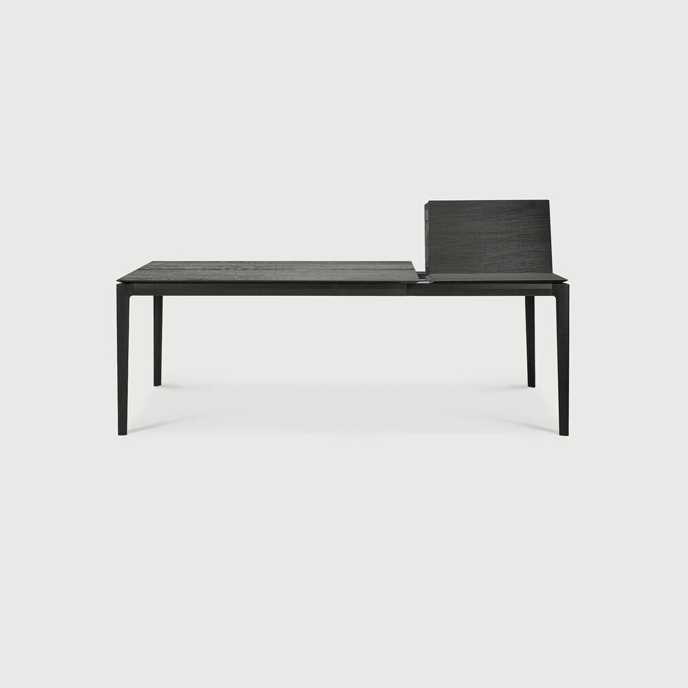 Ethnicraft Uitschuifbare Eettafel 'Bok' Gevernist Eikenhout, 140/220 x 90cm, kleur Zwart