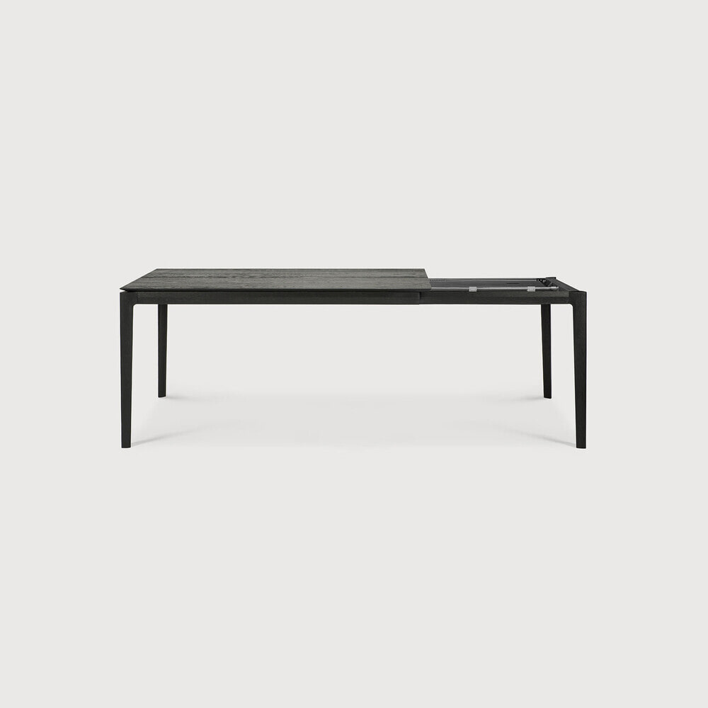 Ethnicraft Uitschuifbare Eettafel 'Bok' Gevernist Eikenhout, 140/220 x 90cm, kleur Zwart