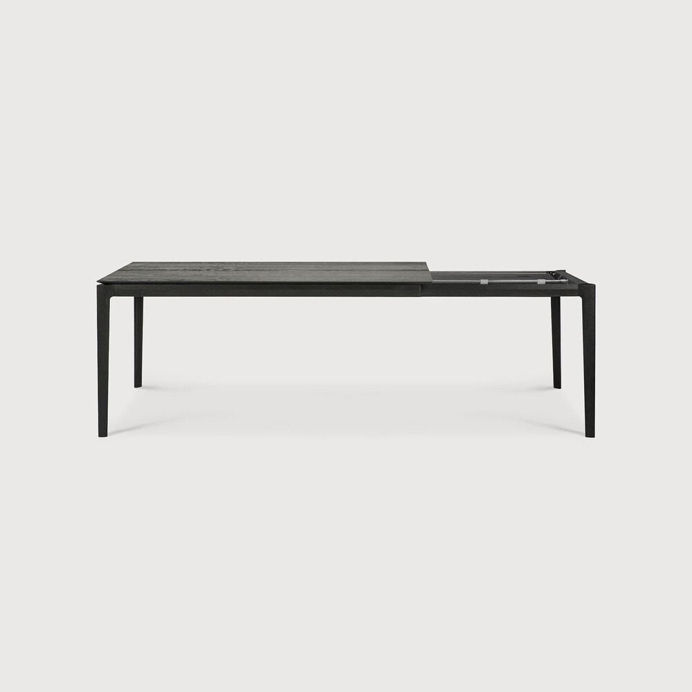 Ethnicraft Uitschuifbare Eettafel 'Bok' Gevernist Eikenhout, 160/240 x 90cm, kleur Zwart