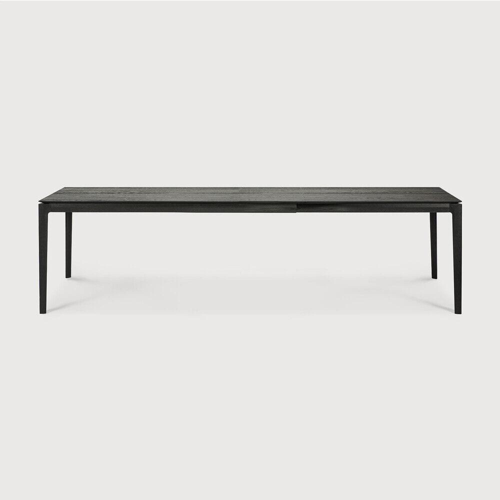 Ethnicraft Uitschuifbare Eettafel 'Bok' Gevernist Eikenhout, 180/280 x 100cm, kleur Zwart