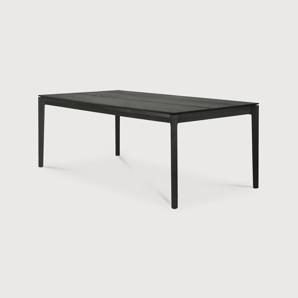 Ethnicraft Uitschuifbare Eettafel 'Bok' Gevernist Eikenhout, 180/280 x 100cm, kleur Zwart