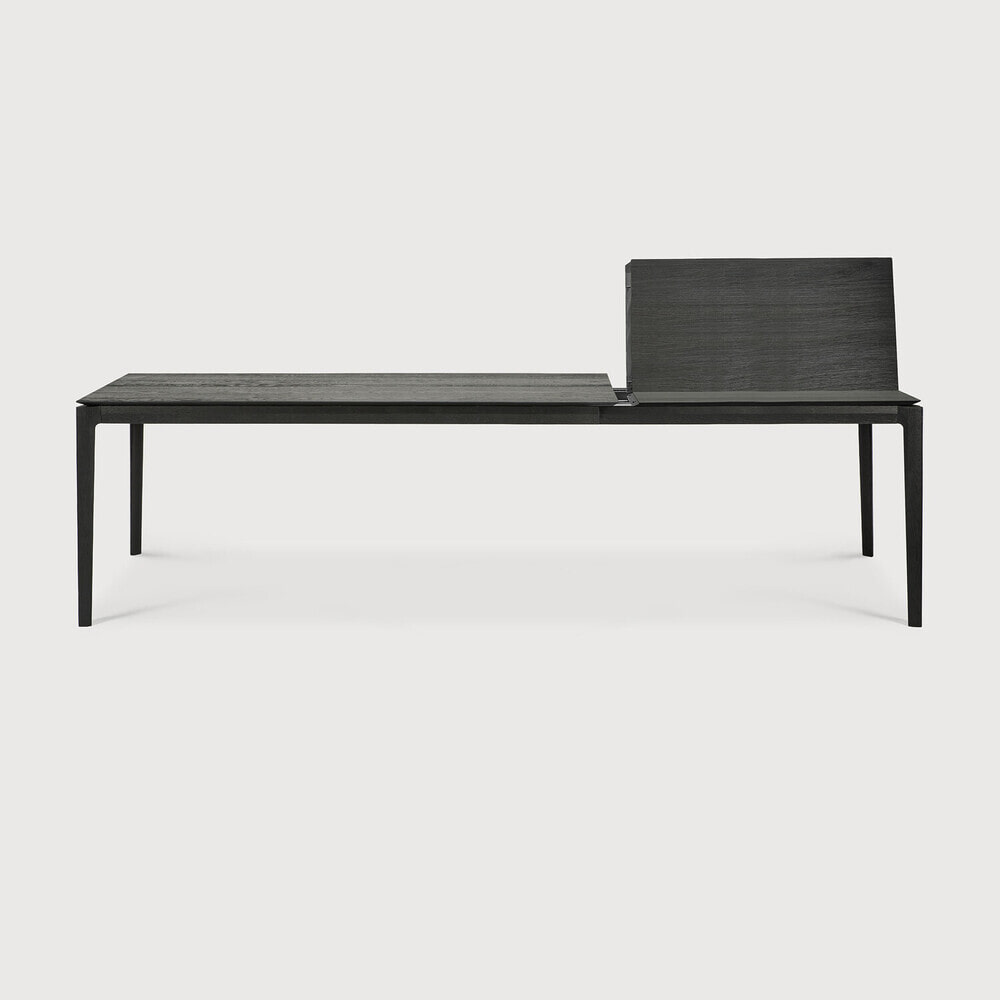 Ethnicraft Uitschuifbare Eettafel 'Bok' Gevernist Eikenhout, 180/280 x 100cm, kleur Zwart