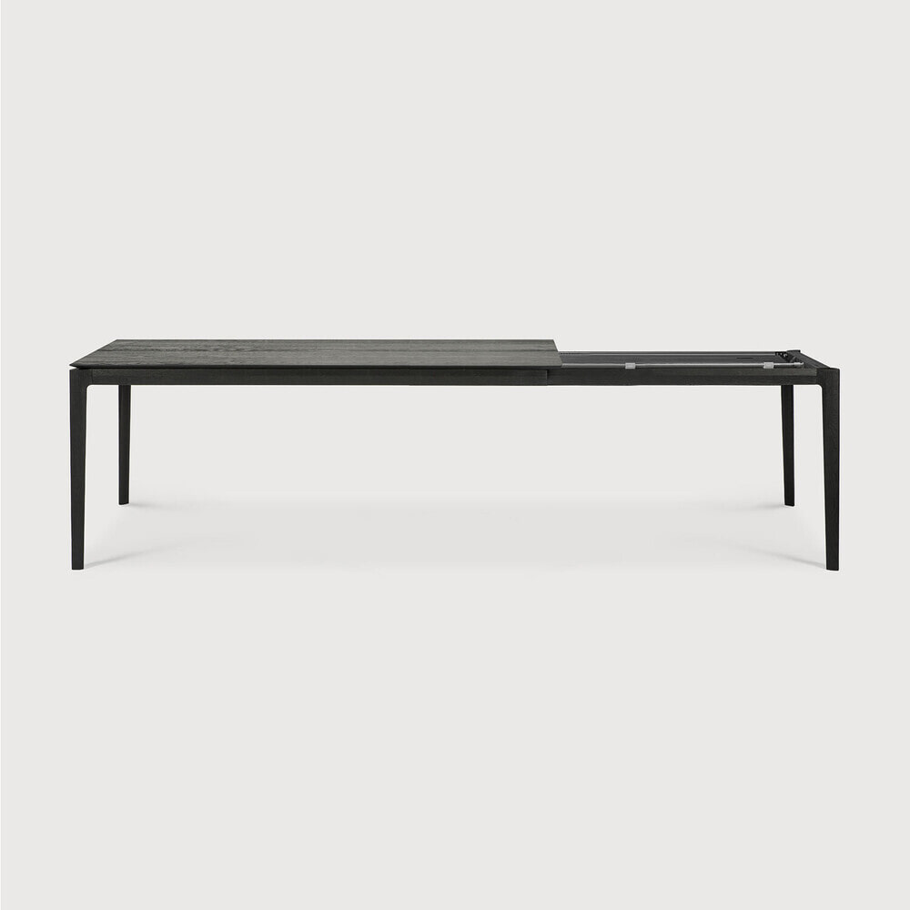 Ethnicraft Uitschuifbare Eettafel 'Bok' Gevernist Eikenhout, 180/280 x 100cm, kleur Zwart