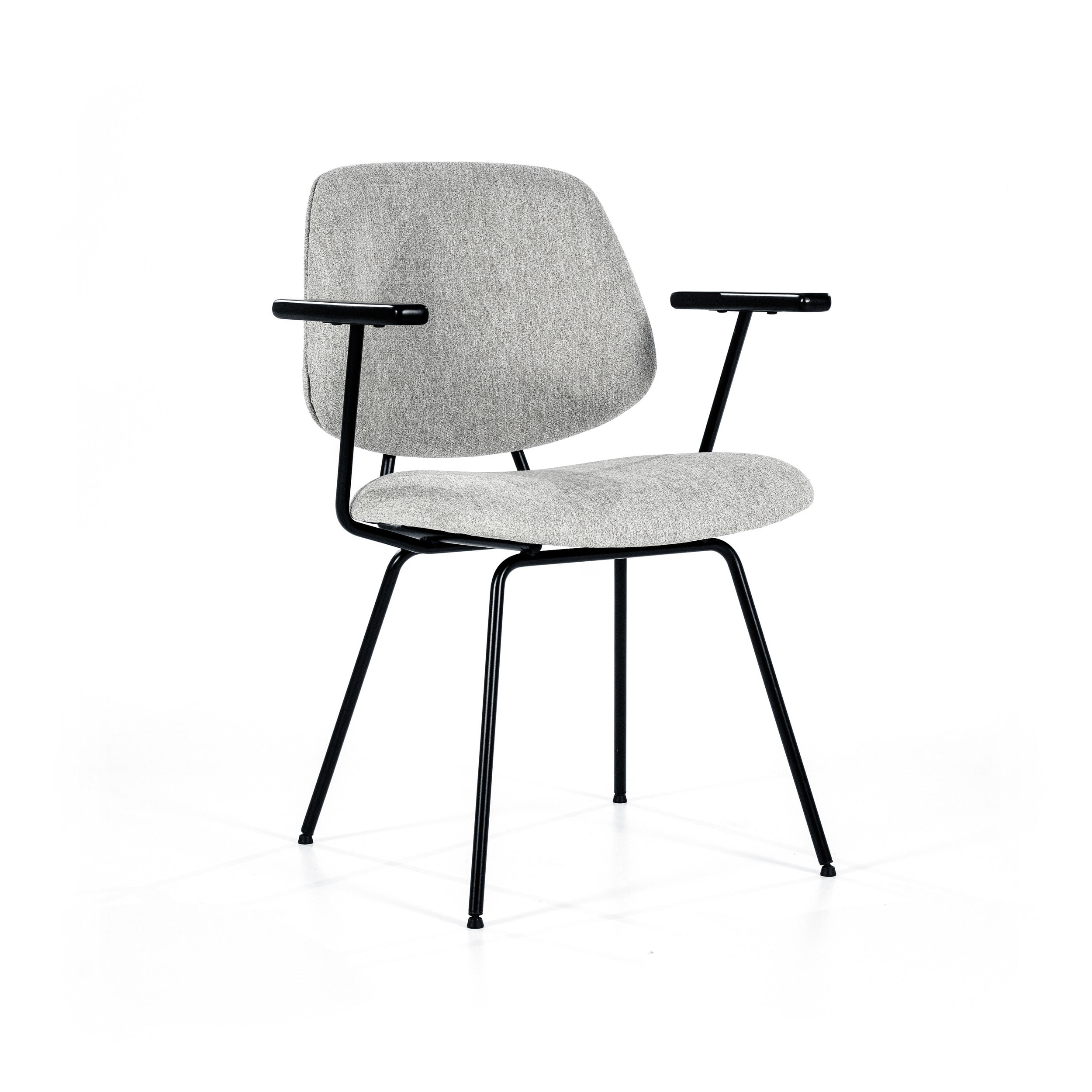 Eleonora Eetkamerstoel 'Lynn' met armleuning, kleur Grijs Fletcher