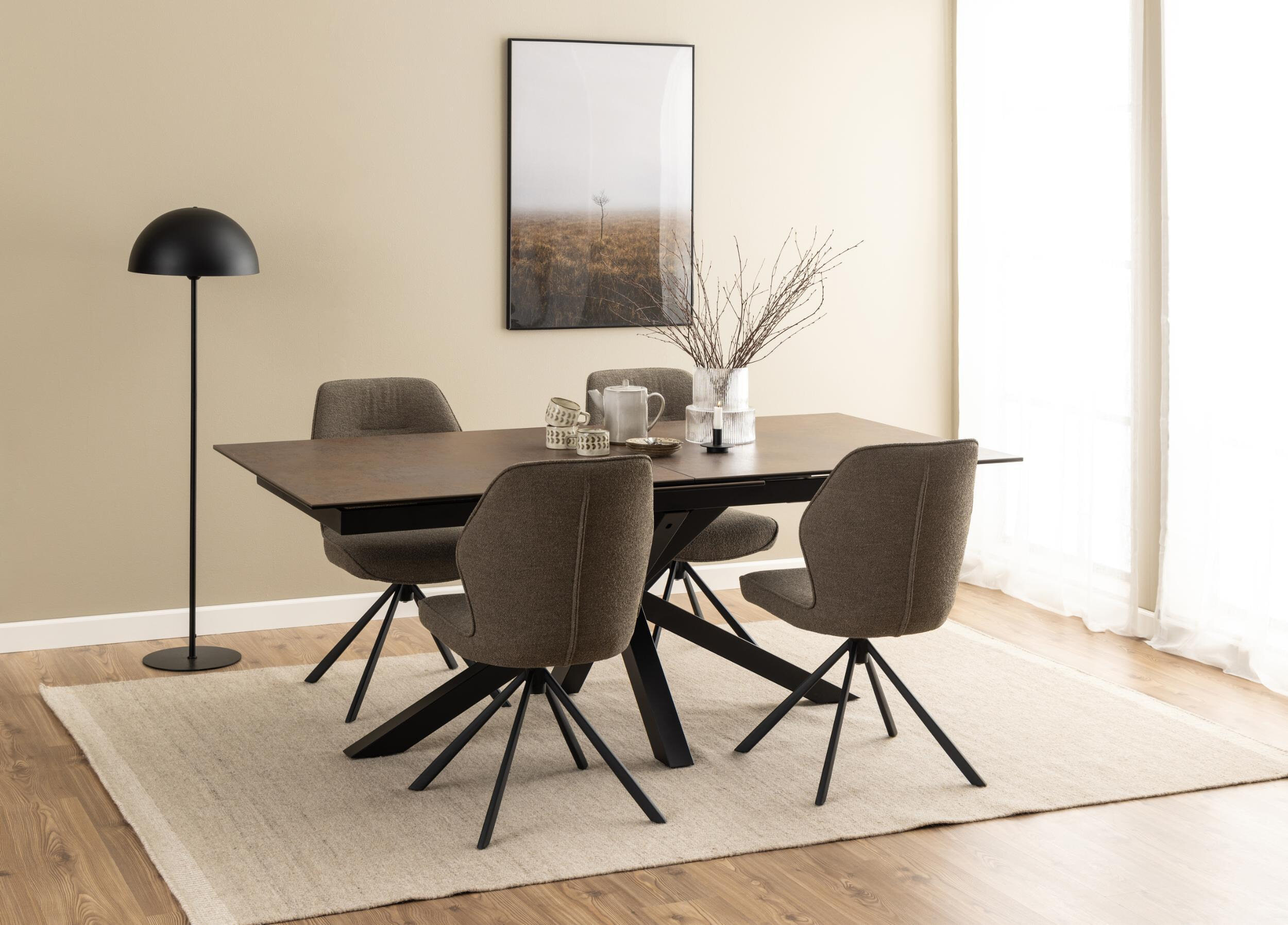 Bendt Uitschuifbare Eettafel 'Line' Keramiek, 200-240 x 100cm, kleur Bruin