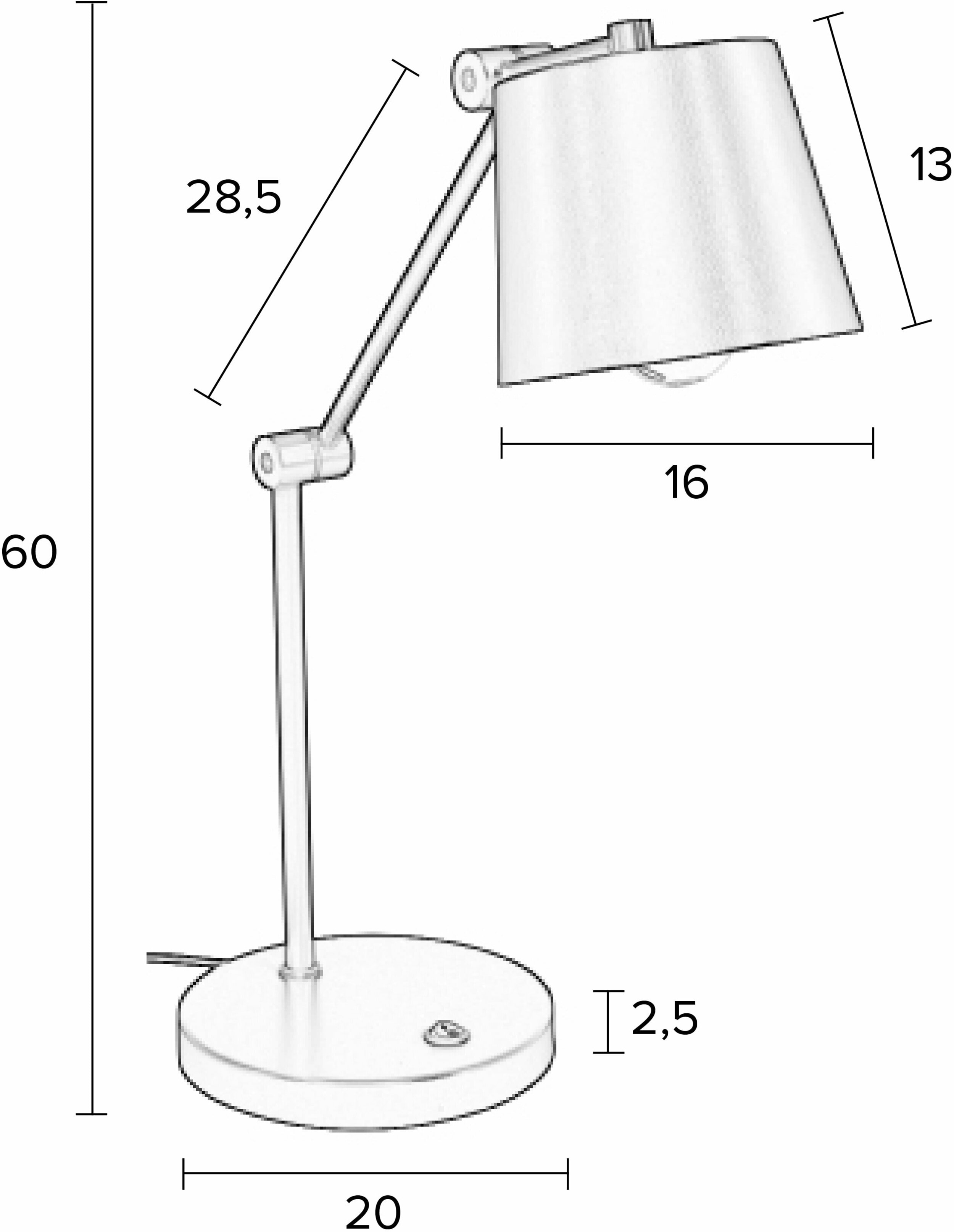 ZILT Tafellamp 'Bret' 60cm hoog, kleur Zwart