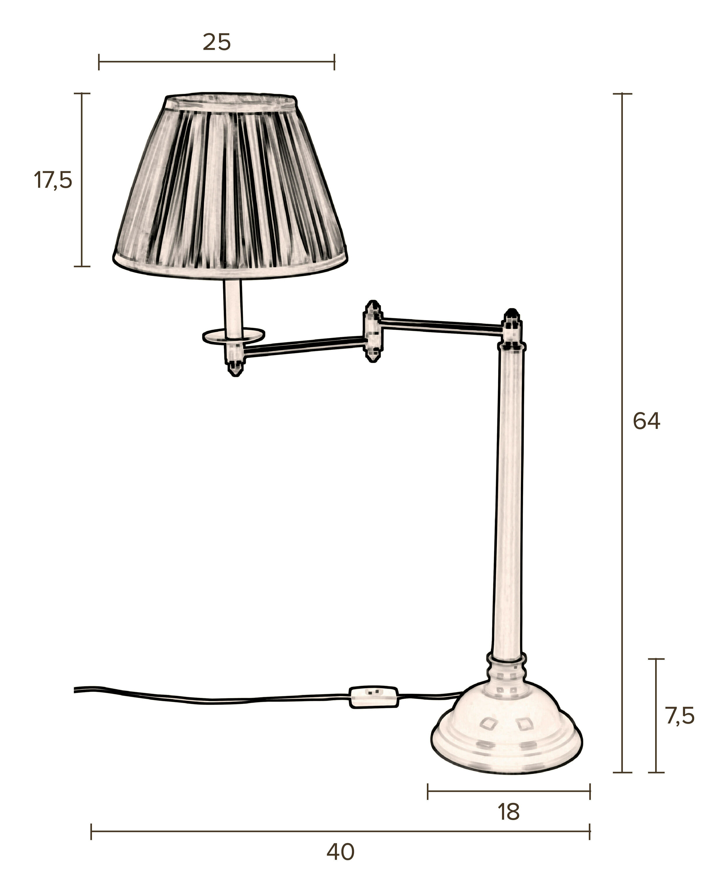 Dutchbone Tafellamp 'The Allis' 64cm hoog, Brass