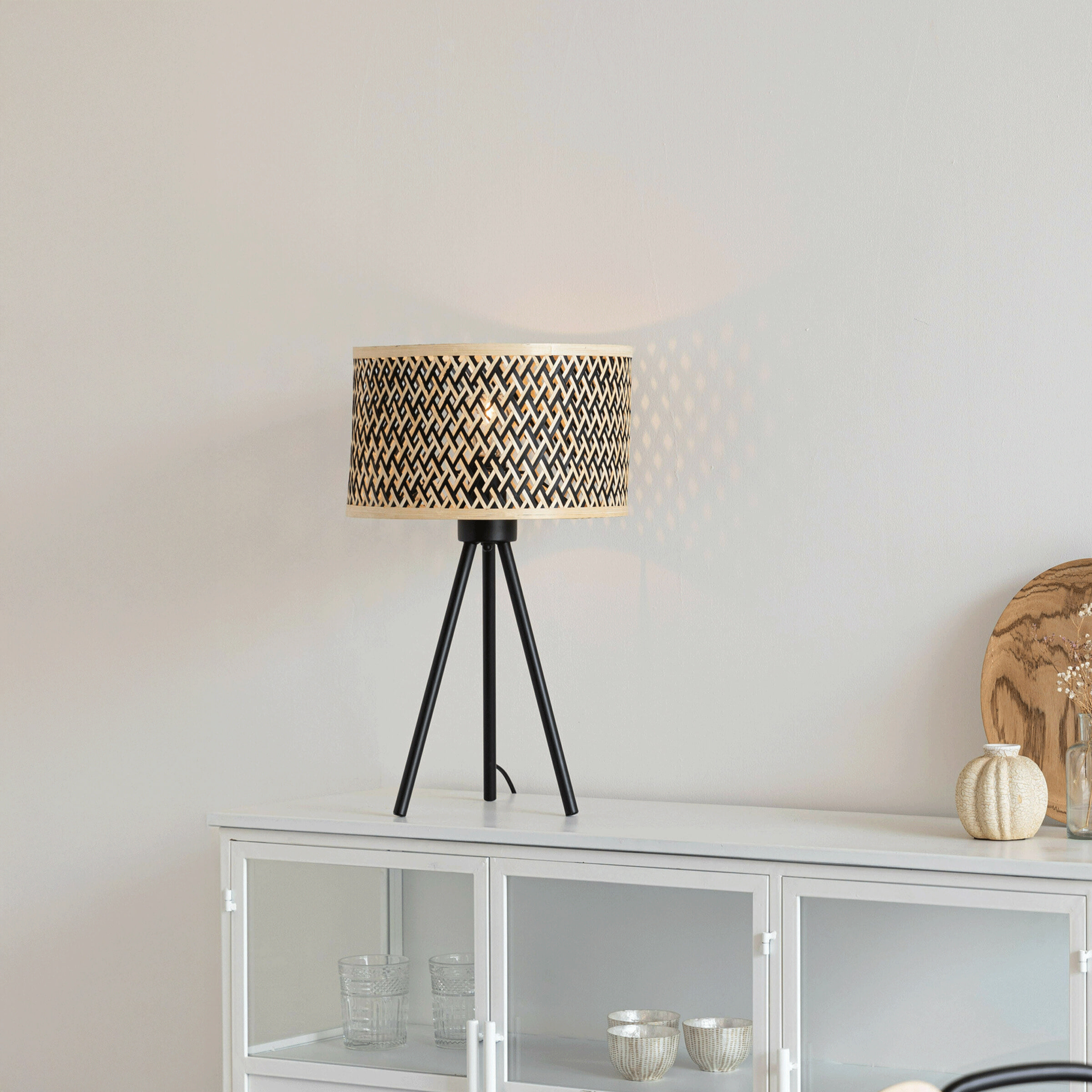 ZILT Tafellamp Abou Bamboe, 55cm - Beige,Zwart