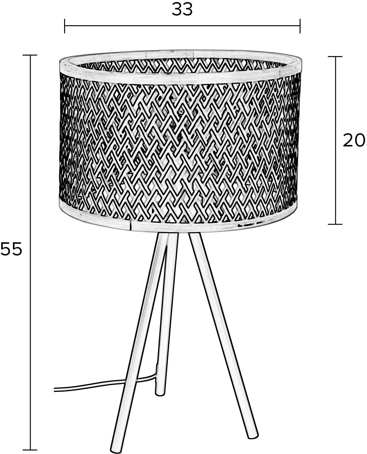 ZILT Tafellamp 'Abou' Bamboe, 55cm