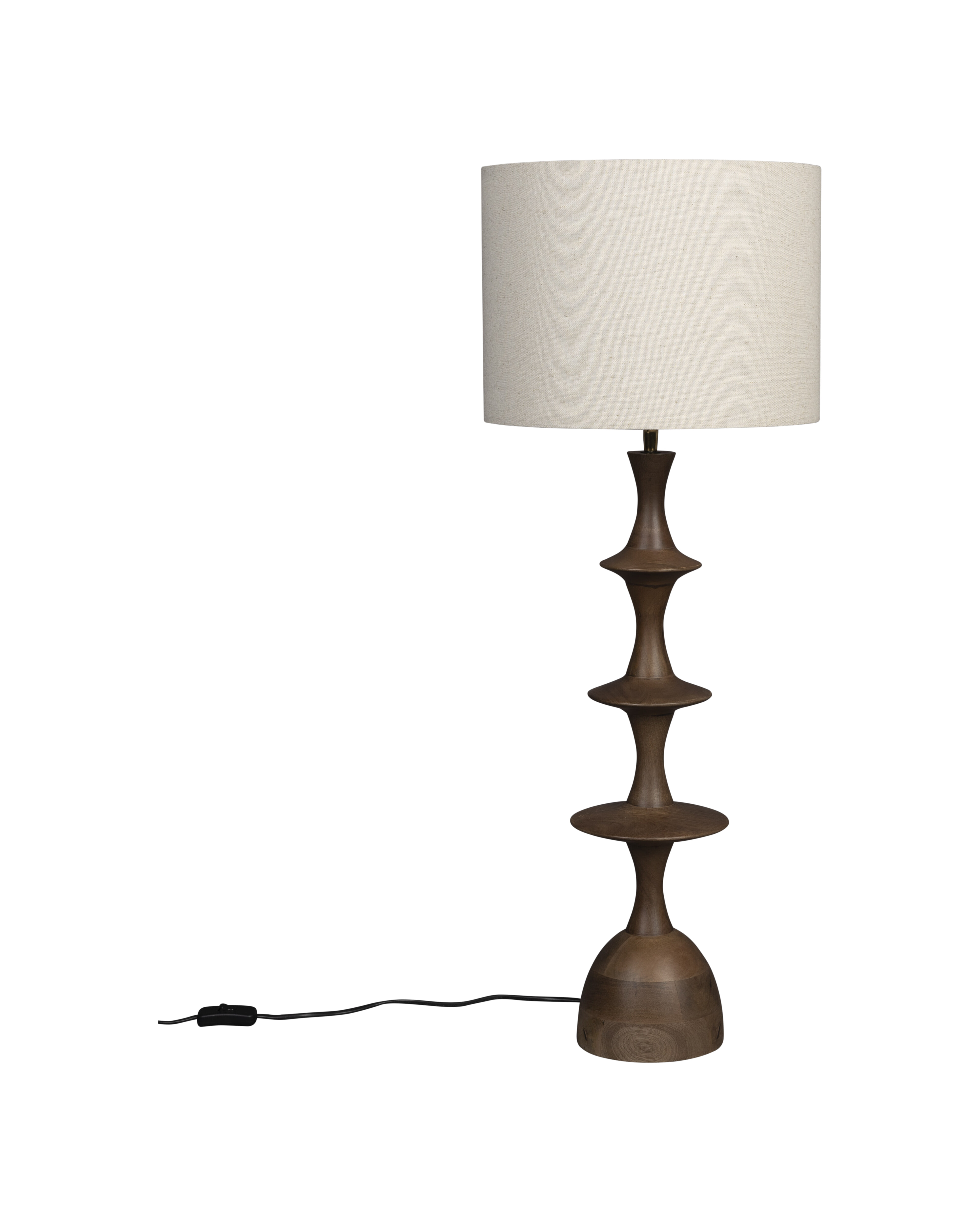 Dutchbone Tafellamp Cath Mangohout en linnen - Bruin