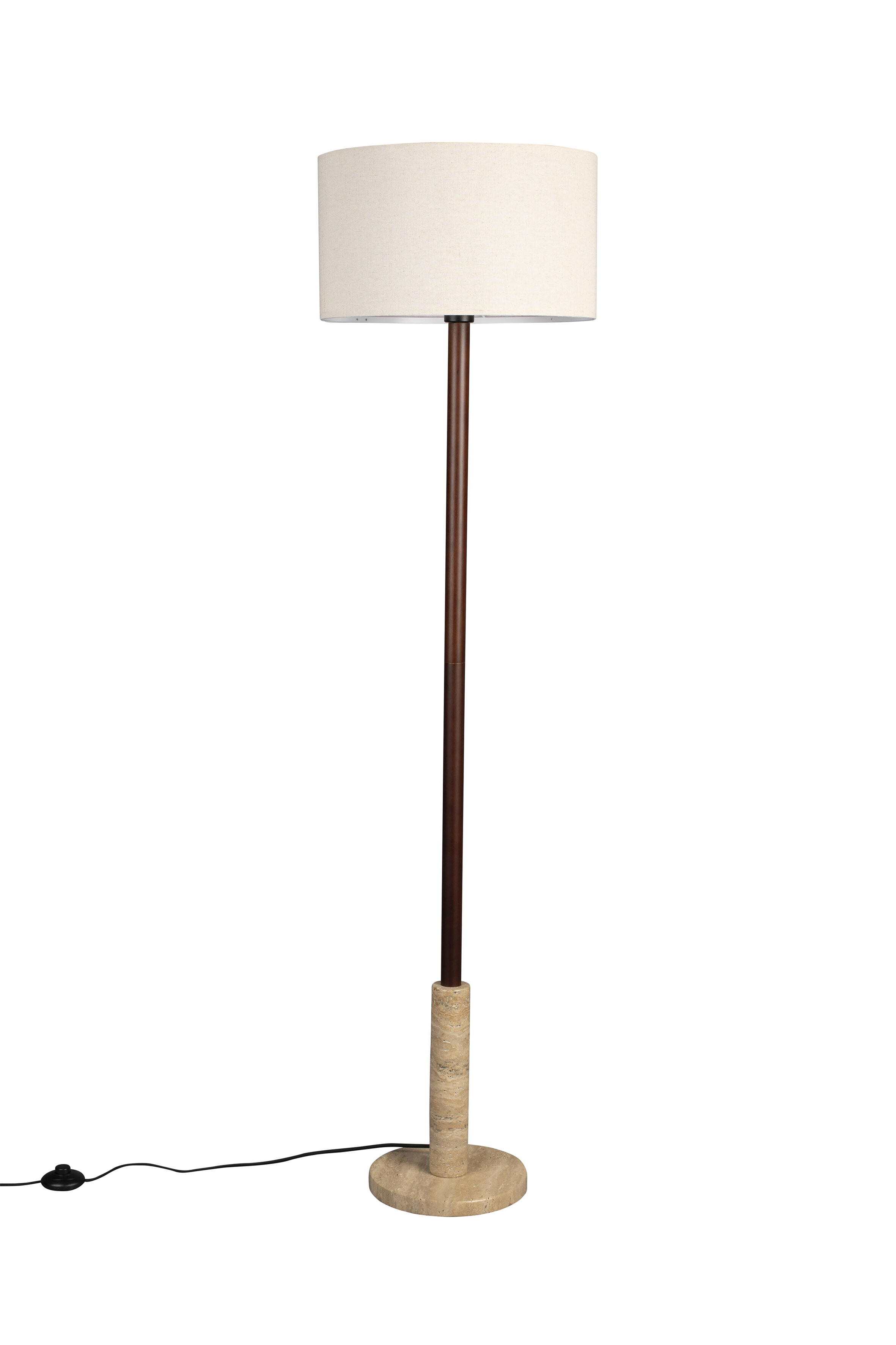 Dutchbone Vloerlamp Jackson Travertin en hout, 157cm hoog - Bruin