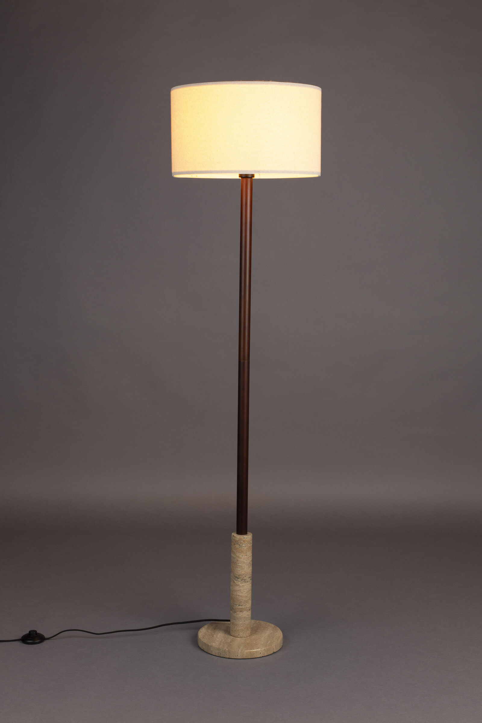 Dutchbone Vloerlamp 'Jackson' Travertin en hout, 157cm hoog
