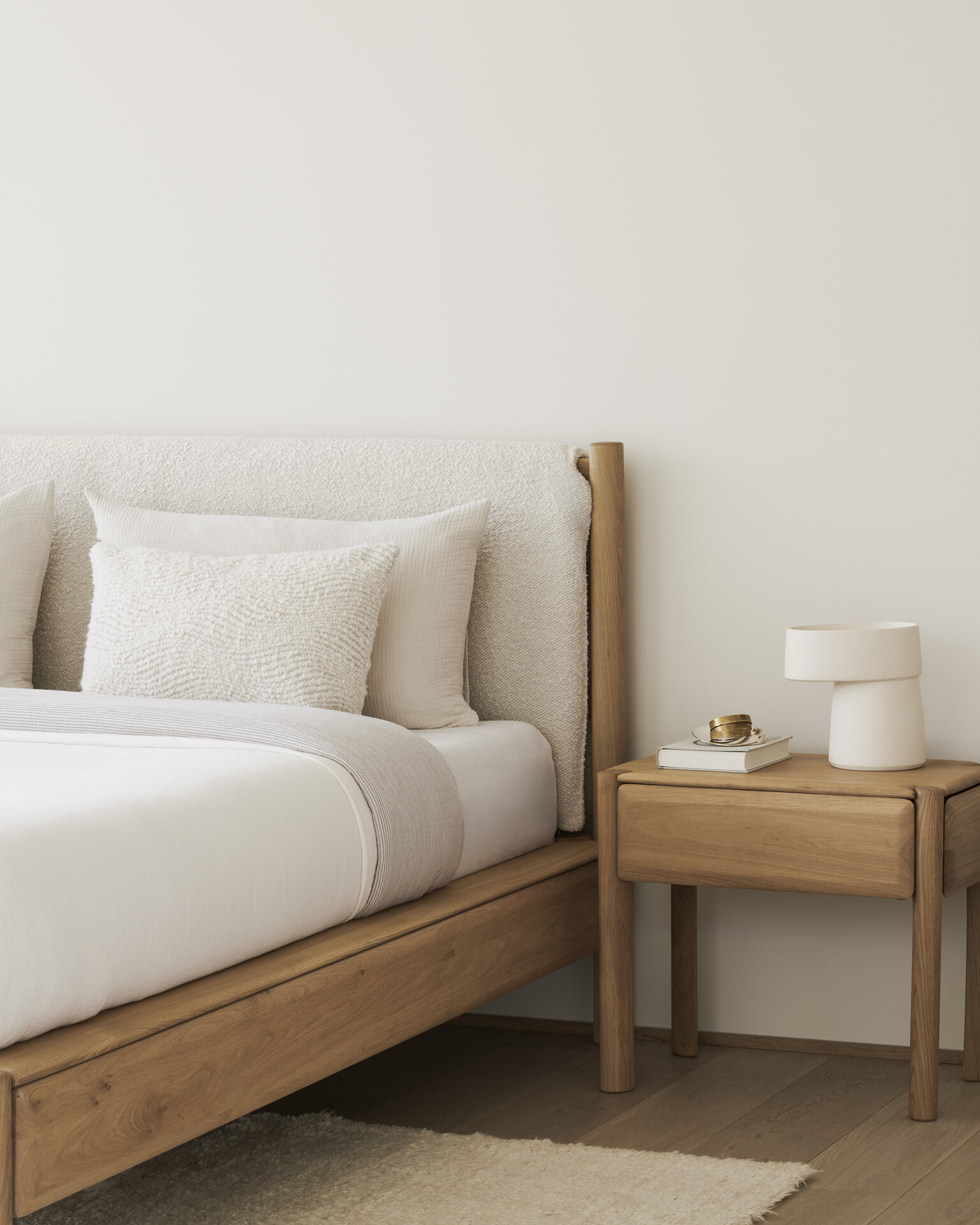 Ethnicraft Nachtkastje 'PI' Geolied Eikenhout, Met 1 lade, kleur Naturel