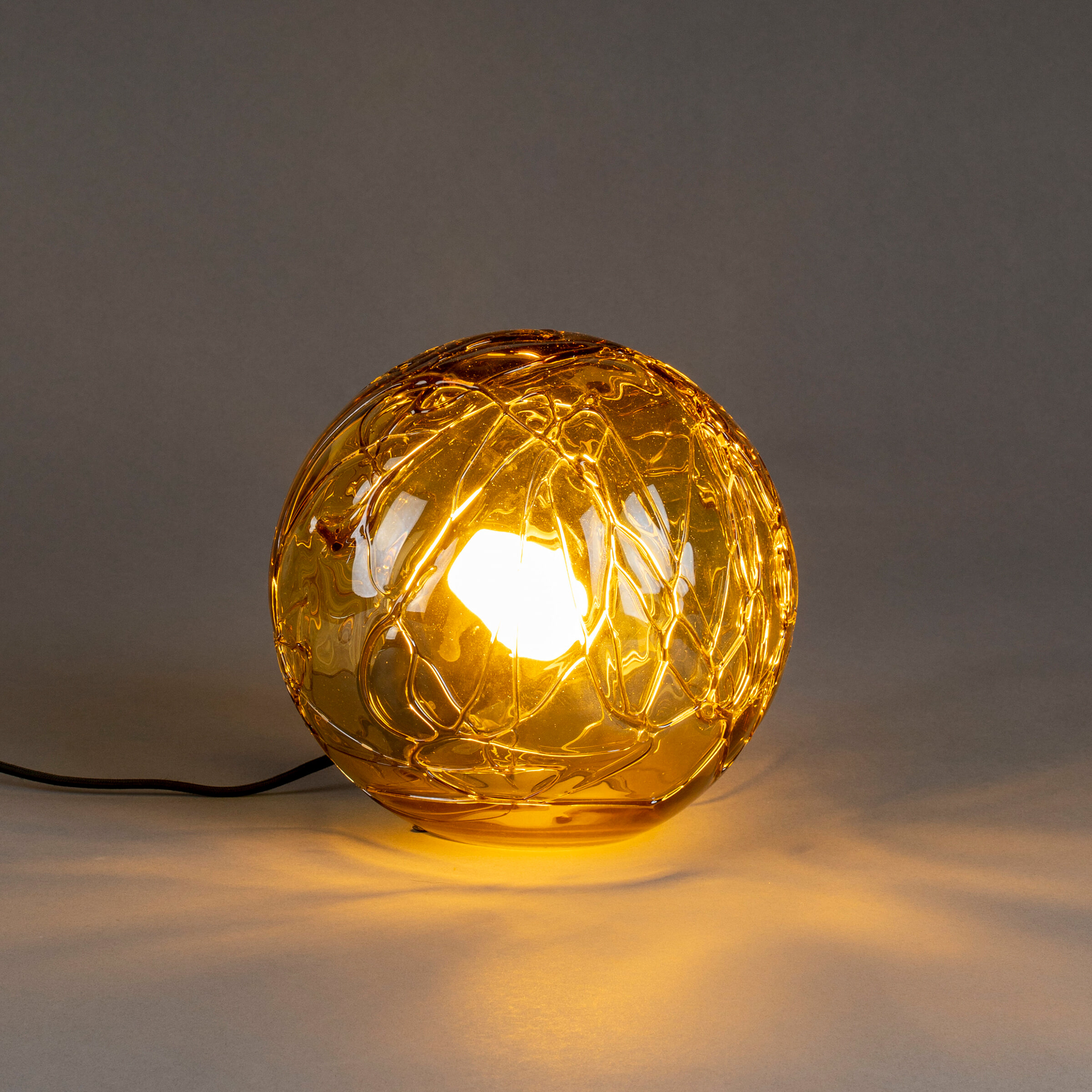 Dutchbone Tafellamp Lune Glas - Amberkleurig glas