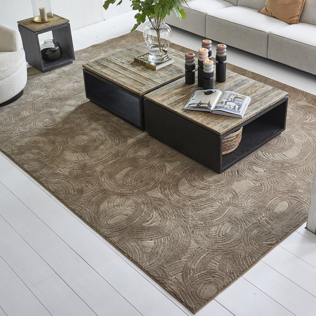 Rivièra Maison Vloerkleed 'Delfina' 280 x 390cm, kleur Taupe