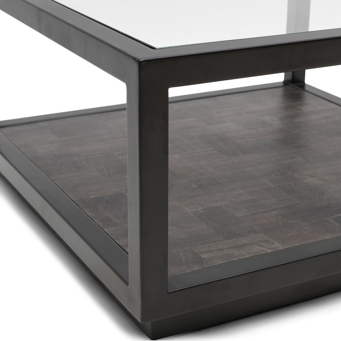 Rivièra Maison Salontafel 'Roger' Mangohout en glas, 80 x 80cm