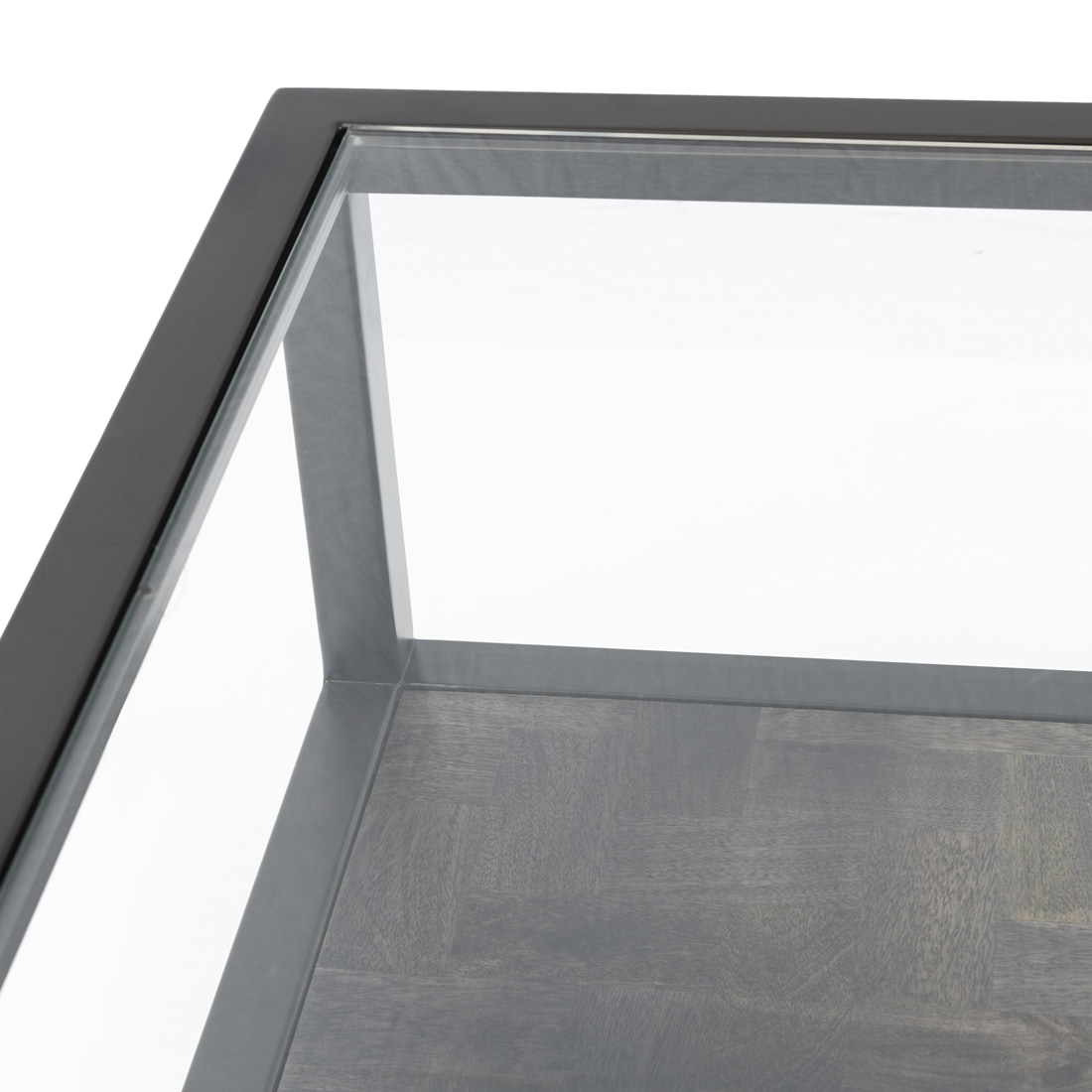 Rivièra Maison Salontafel 'Roger' Mangohout en glas, 80 x 80cm