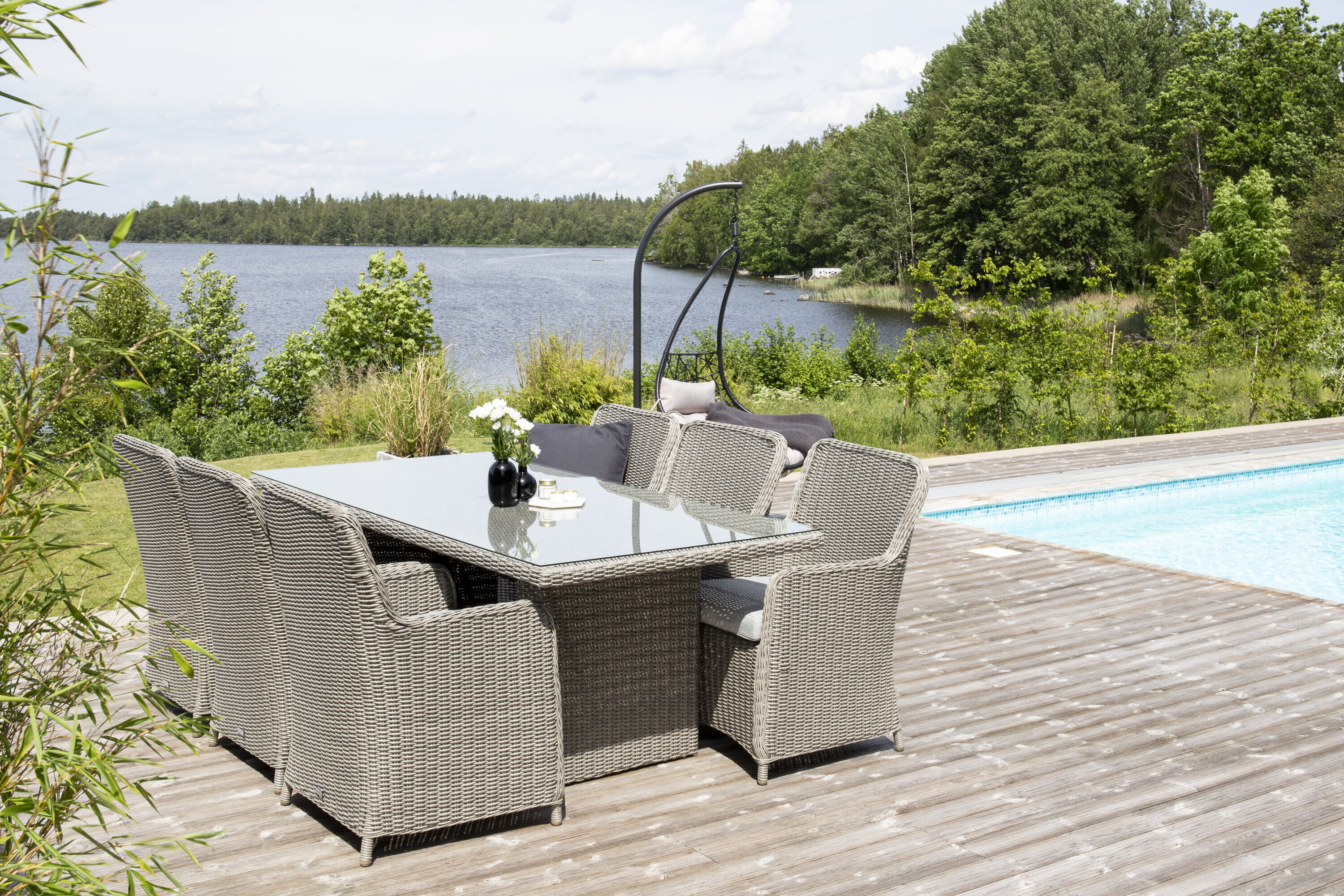 Nohr Outdoor Diningset 'Froilan' Wicker, kleur Grijs