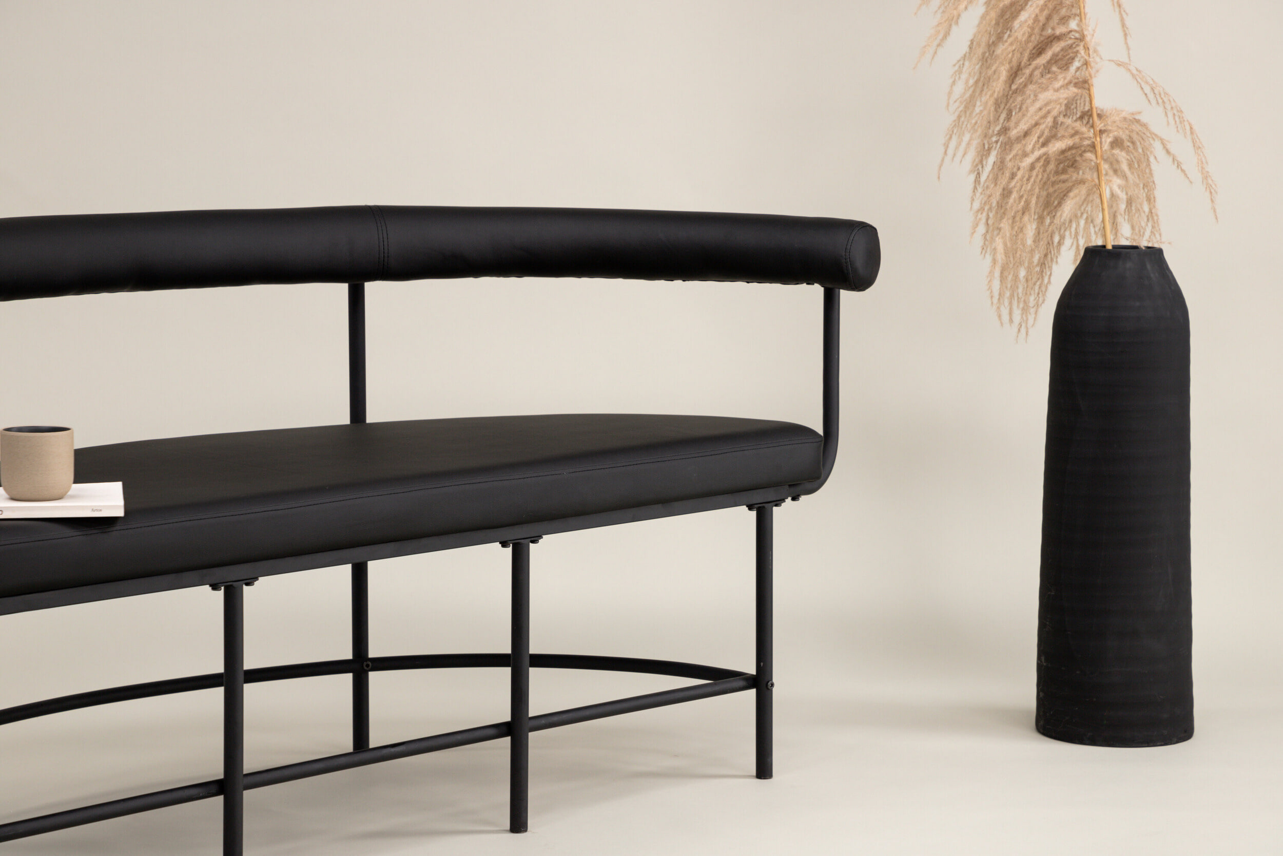 Nohr Eetkamerbank 'Jediah' Lederlook, kleur Zwart