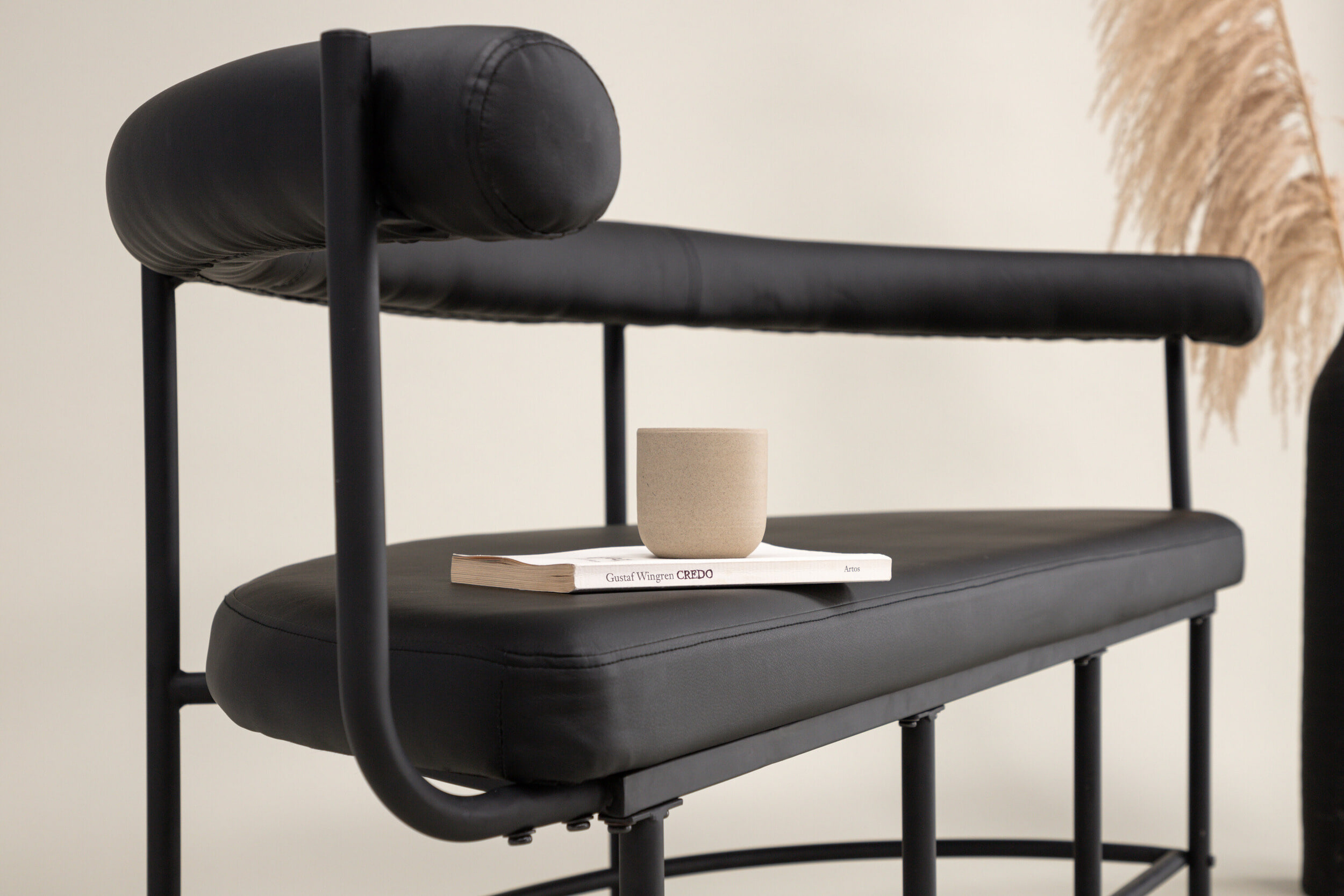 Nohr Eetkamerbank 'Jediah' Lederlook, kleur Zwart