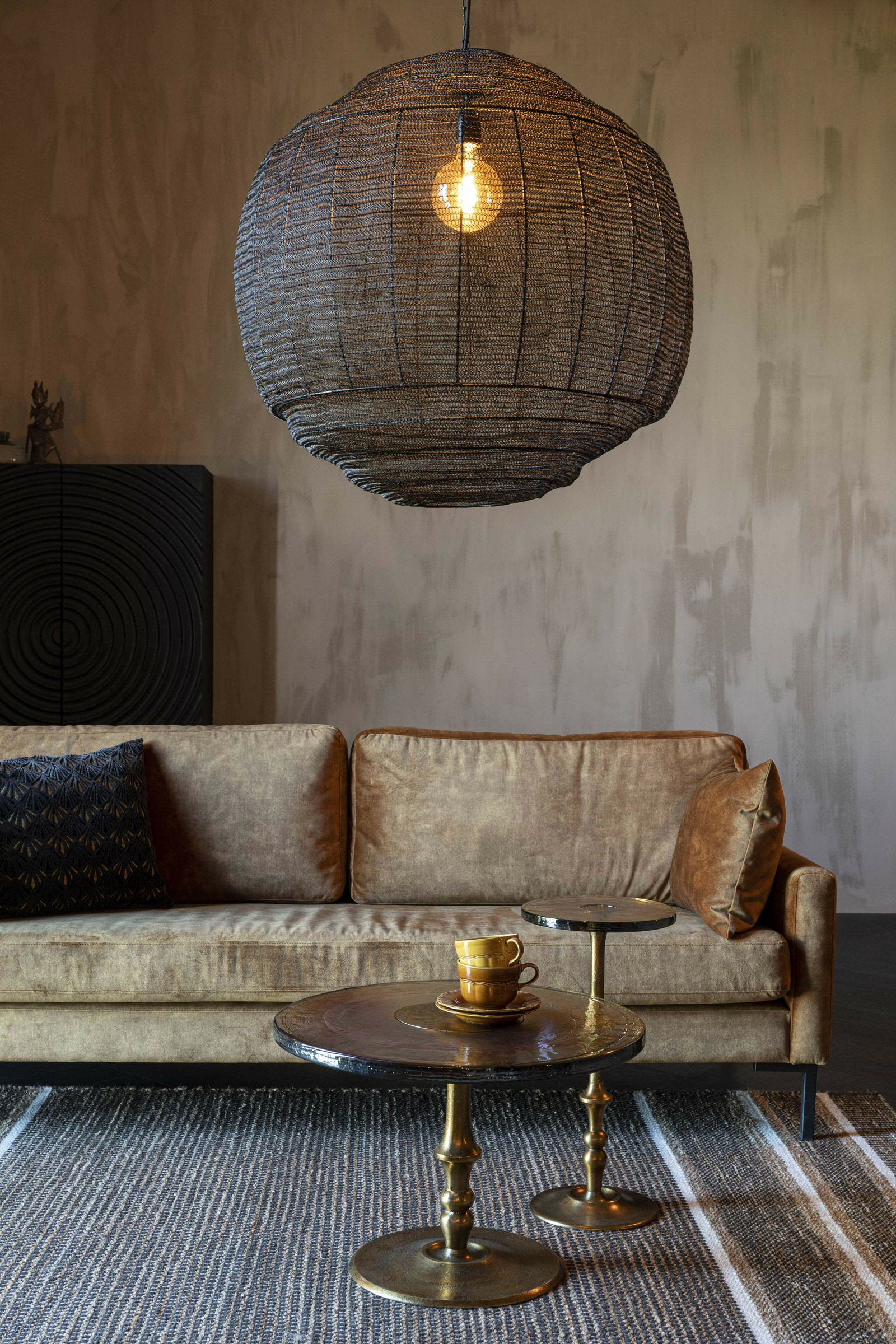 Dutchbone Hanglamp 'Meezan' 70cm, kleur Zwart