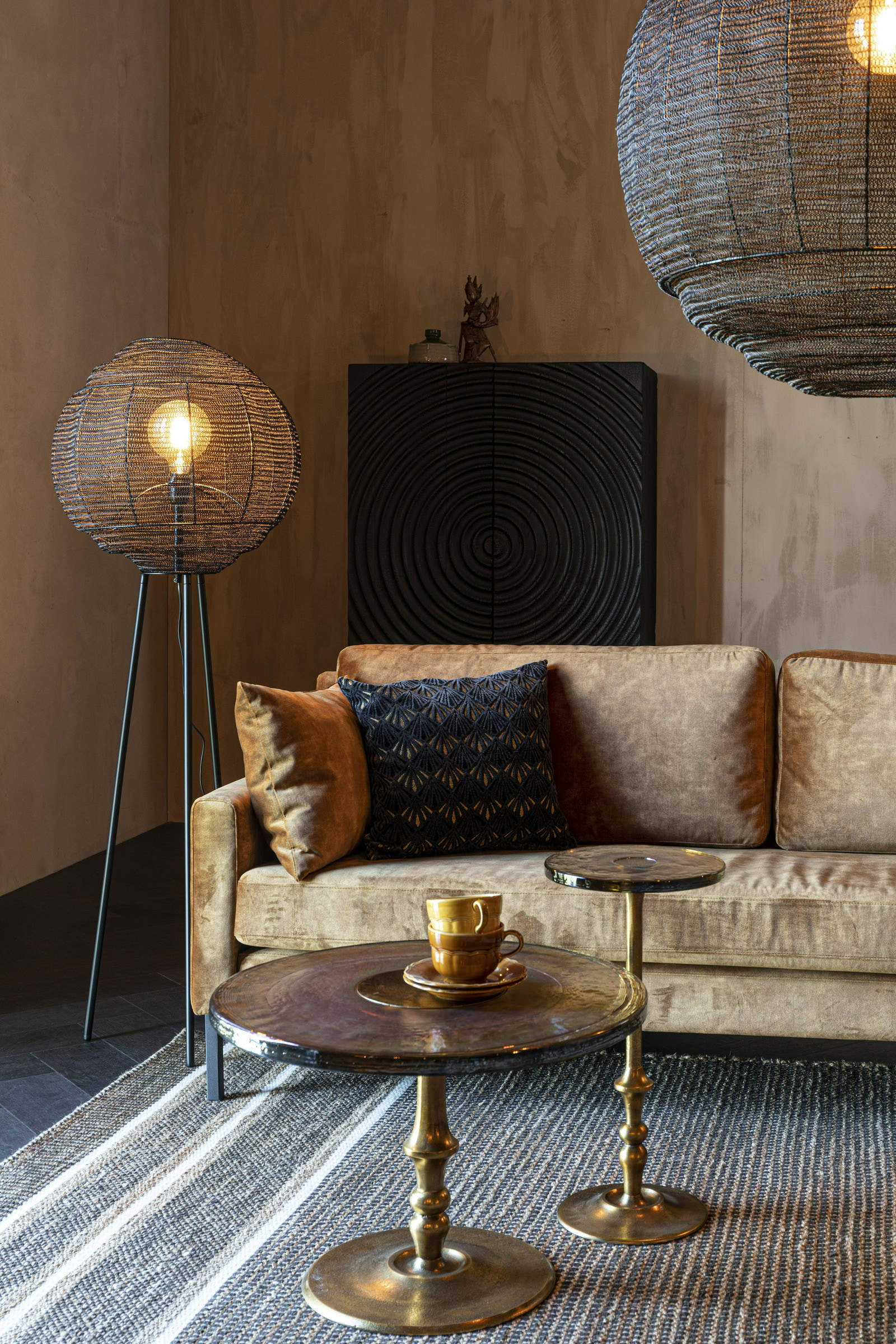 Dutchbone Hanglamp 'Meezan' 70cm, kleur Zwart